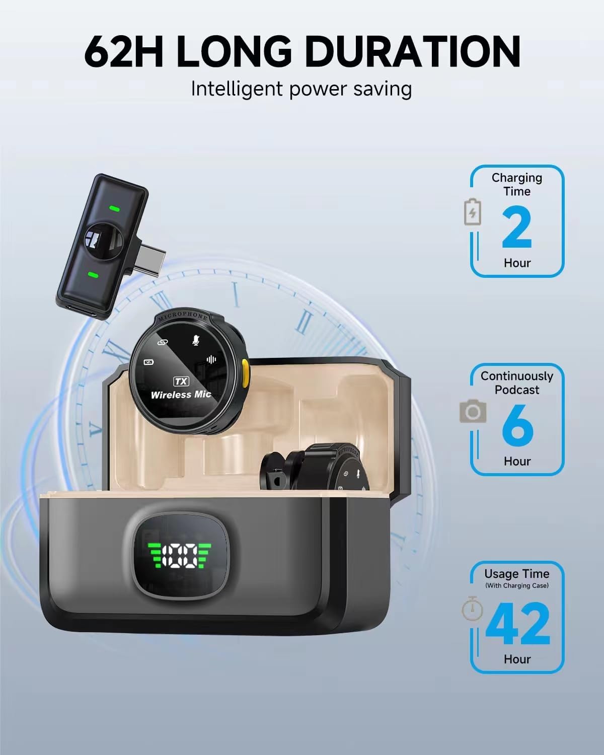 2 Pcs Professional Wireless Lavalier Microphone for iPhone iPad Android with Adapter Included Noise Reduction Plug-Play Clip on Lapel Mic for YouTube, Recording, Vlogging, Live Streaming