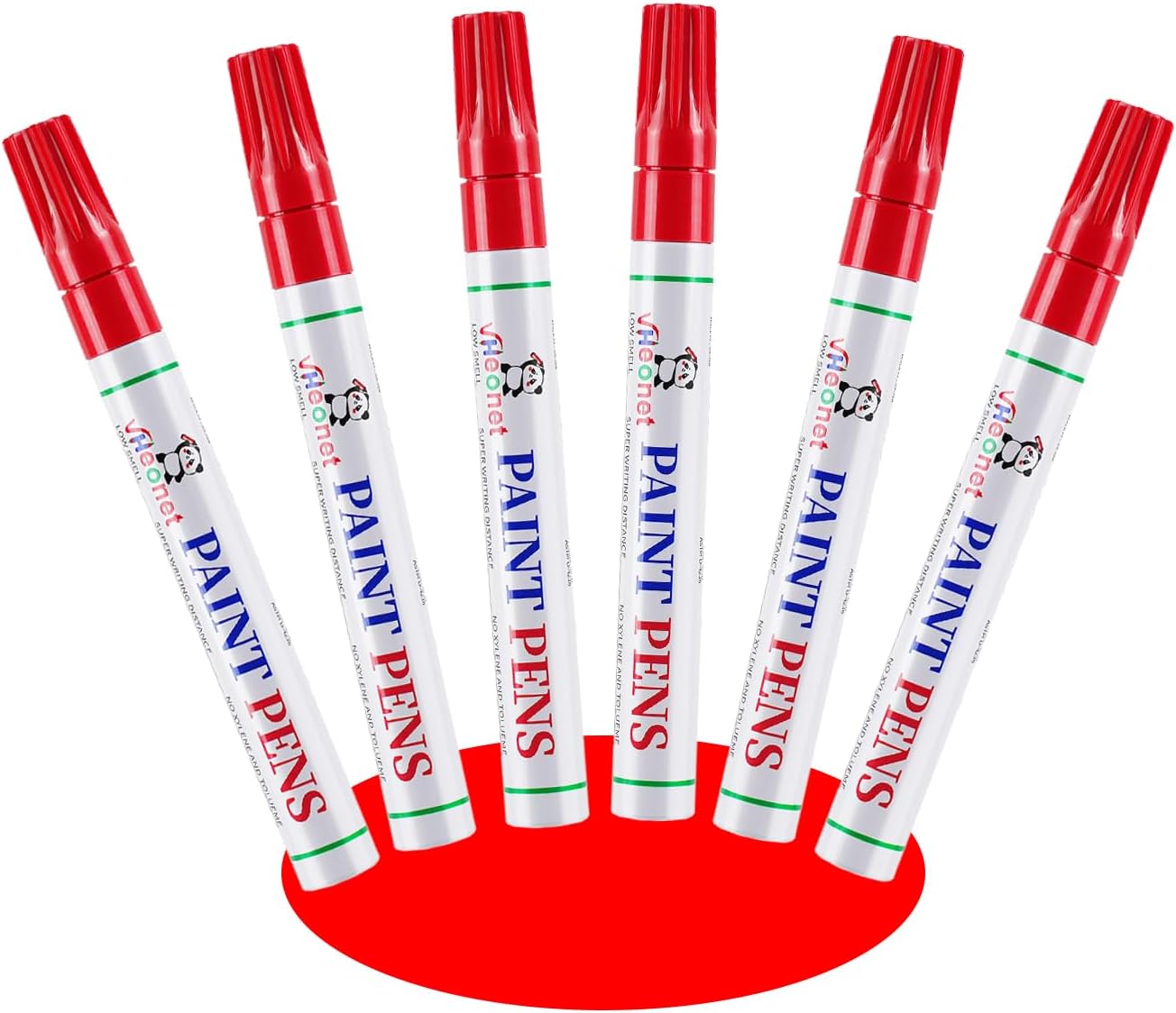Red Paint Pens marking pens Permanent Markers - 6 Pack Oil Based Waterproof Markers for Tire, Rubber,Wood, Rocks, Metal, Canvas,Plastic, Dark Surface,Craft office Supplies,Medium Point