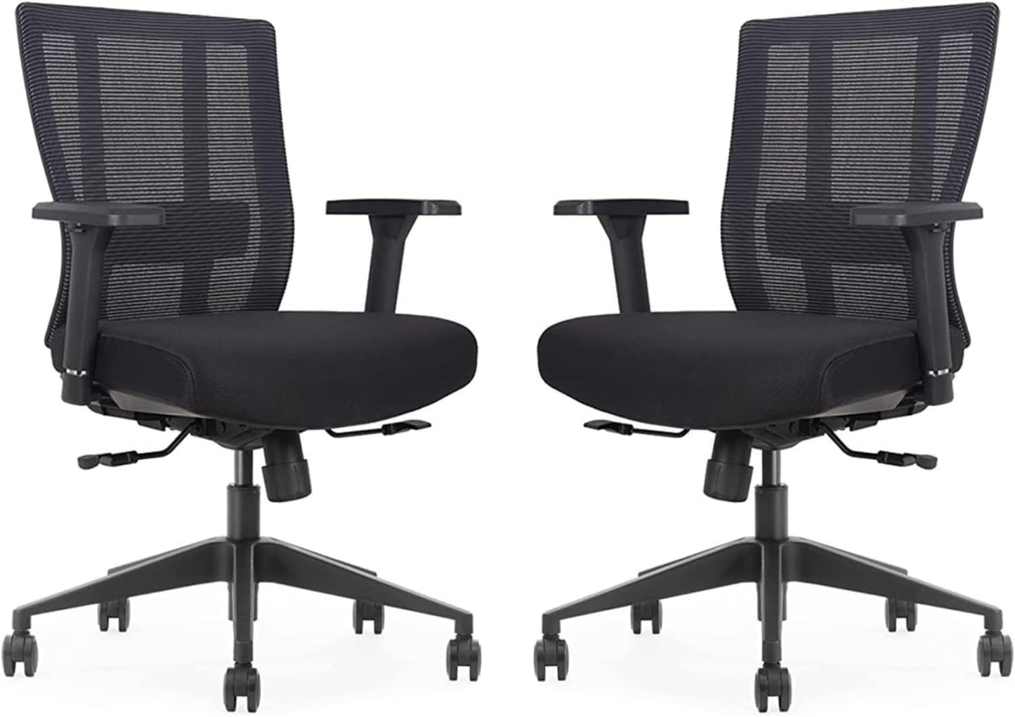 Bitchair Ergonomic Mesh Conference Room Chair - Adjustable Lumbar Support Computer Desk Chair with Height Adjustable Arms - Seat Depth Adjustable Office Chair - (Black) (Pack of 2)