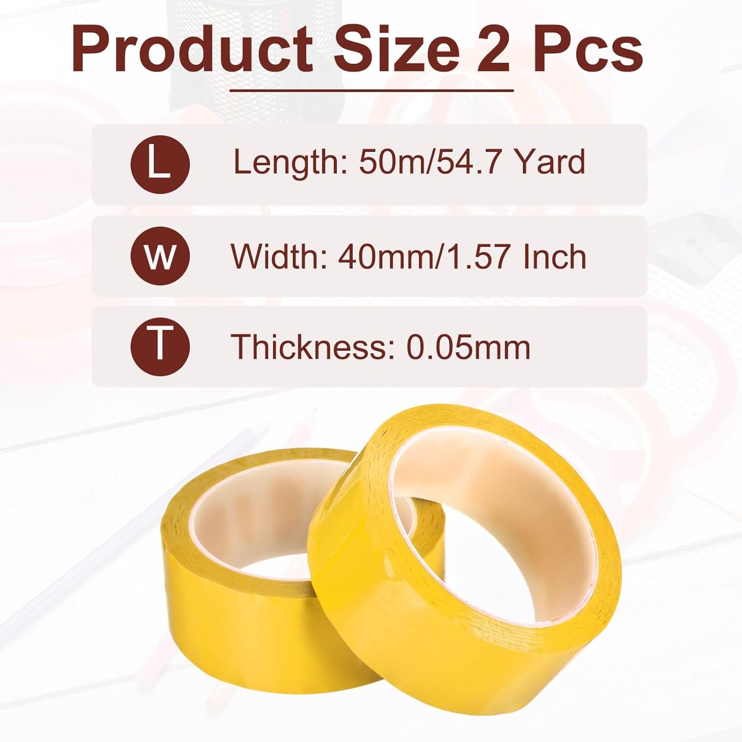 MECCANIXITY 2 Rolls Whiteboard Tape Graphic Chart Tape 40mm 54.7 Yard Art Tape Thin Self-Adhesive Pinstripe Tape Masking Tape for Gift Wrapping Craft Supplies, Yellow