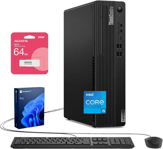 Lenovo ThinkCentre M70s Small Form Factor Business Desktop, 14th Gen Intel 10-Core i5-14400, 64GB DDR5 RAM, 2TB SSD, HDMI, DP, Wi-Fi 6, Windows 11 Pro, Bundle with Adata UC310 64GB USB Flash Drive
