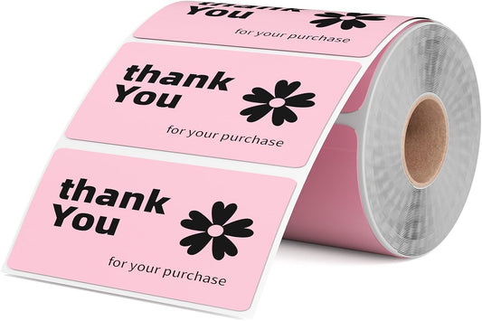 2.25x1.25 Inch Thermal Labels Pink, Holographic Sliver Barcode Thermal Labels for Thermal Printer and Small Business, Multi-Purpose Rectangle Stickers, 500 Sheets/Roll