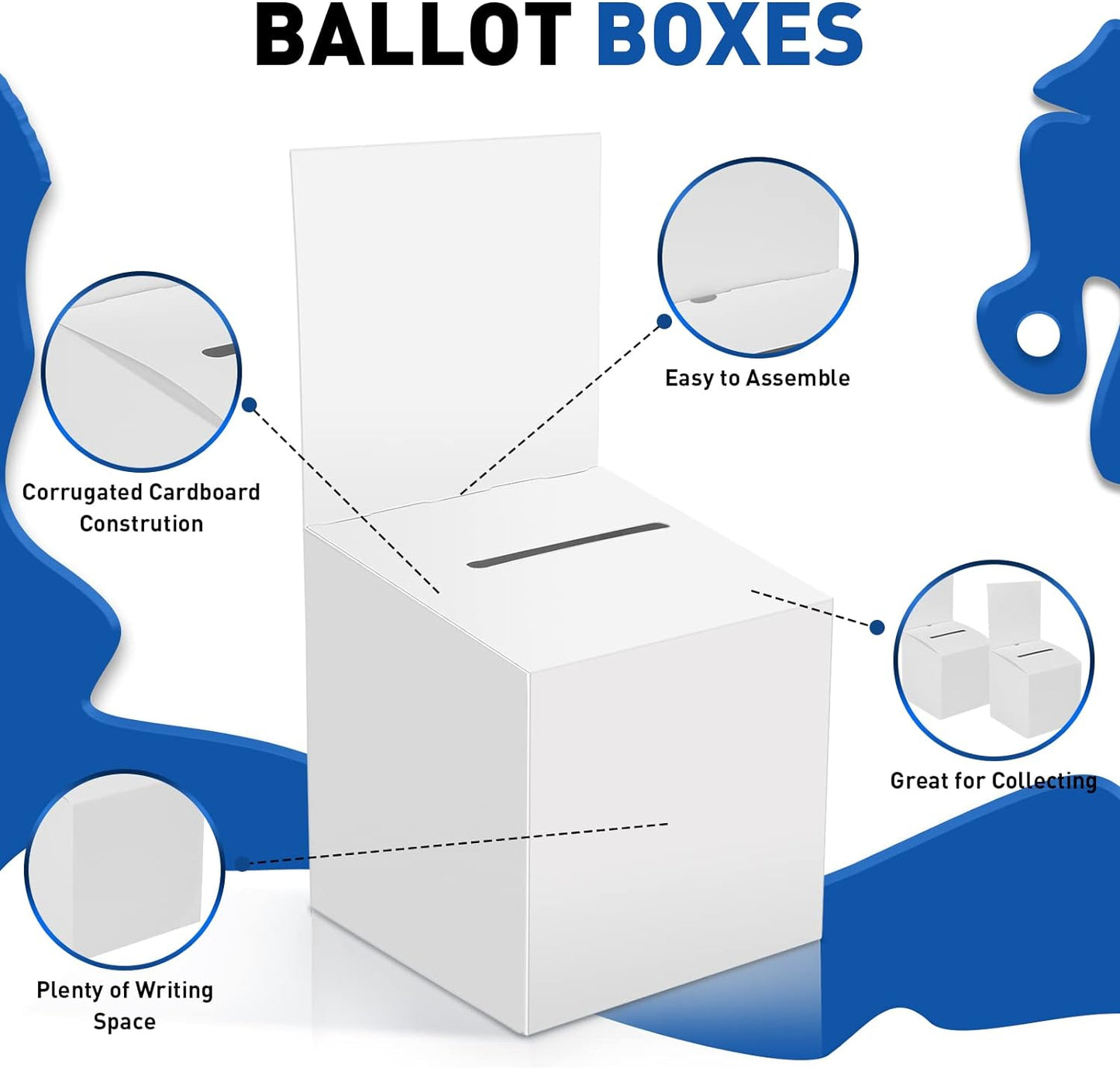 24 Pack Raffle Boxes for Fundraising, Ballot Boxes Suggestion Boxes Raffle Boxes with Slot Cardboard Raffle Ticket Box with Removable Header for Collecting Business Card Voting Contes