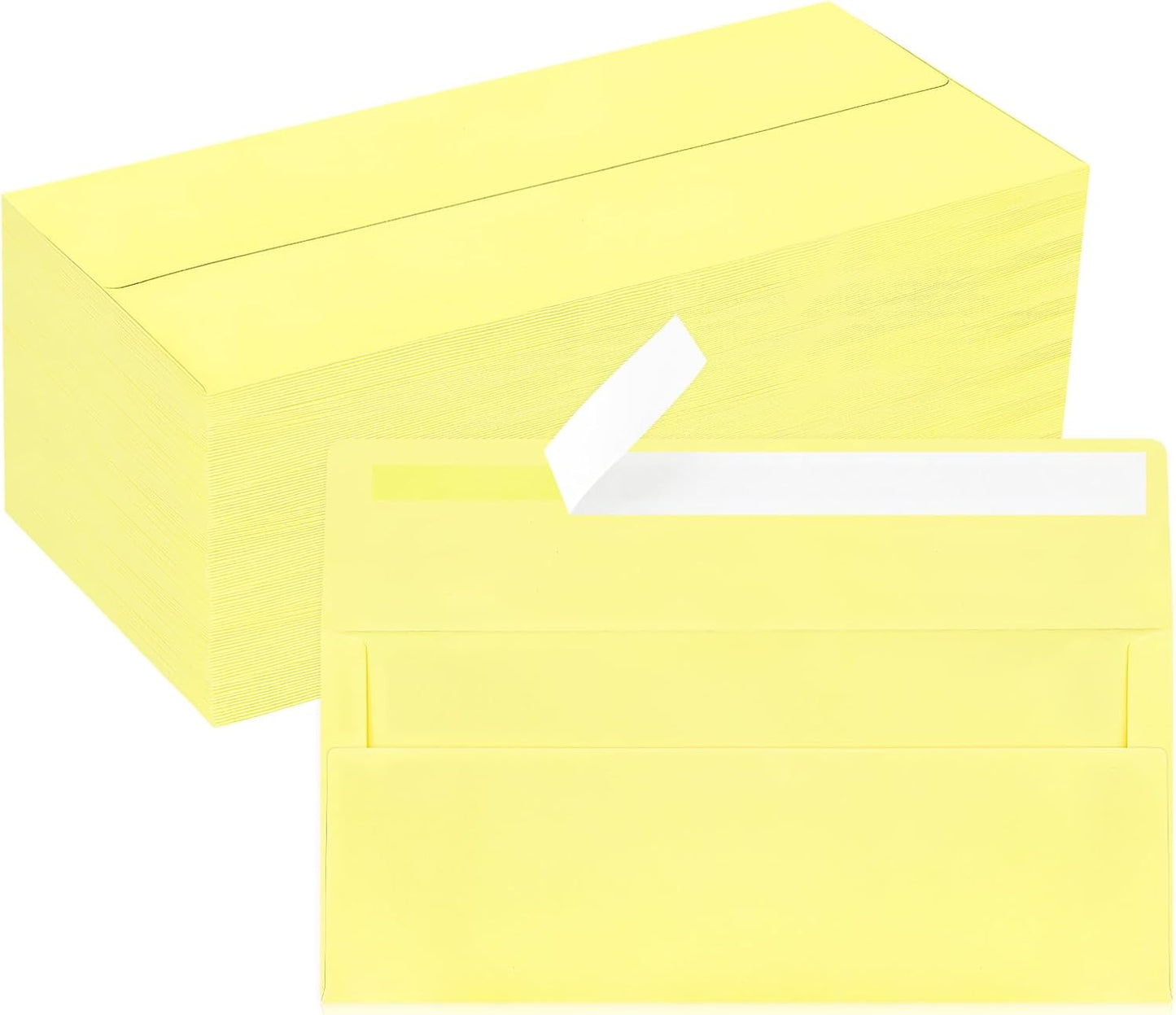 200 Pack #10 Business Envelopes, Light Yellow Standard Envelopes Self Seal, Letter Size Mailing Envelopes for Checks Letters Invoices Christmas Birthday Graduation Wedding, 4 1/8 x 9 1/2 Inch