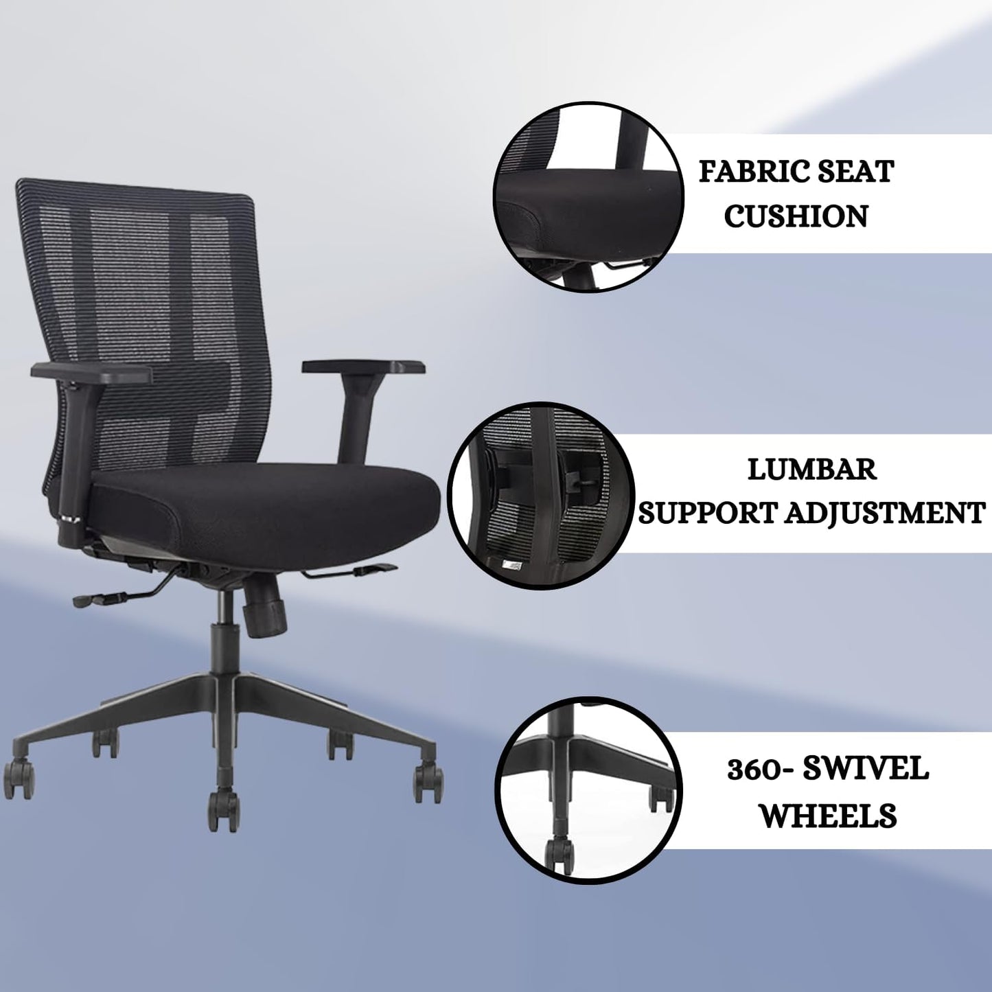 Bitchair Ergonomic Mesh Conference Room Chair - Adjustable Lumbar Support Computer Desk Chair with Height Adjustable Arms - Seat Depth Adjustable Office Chair - (Black) (Pack of 2)