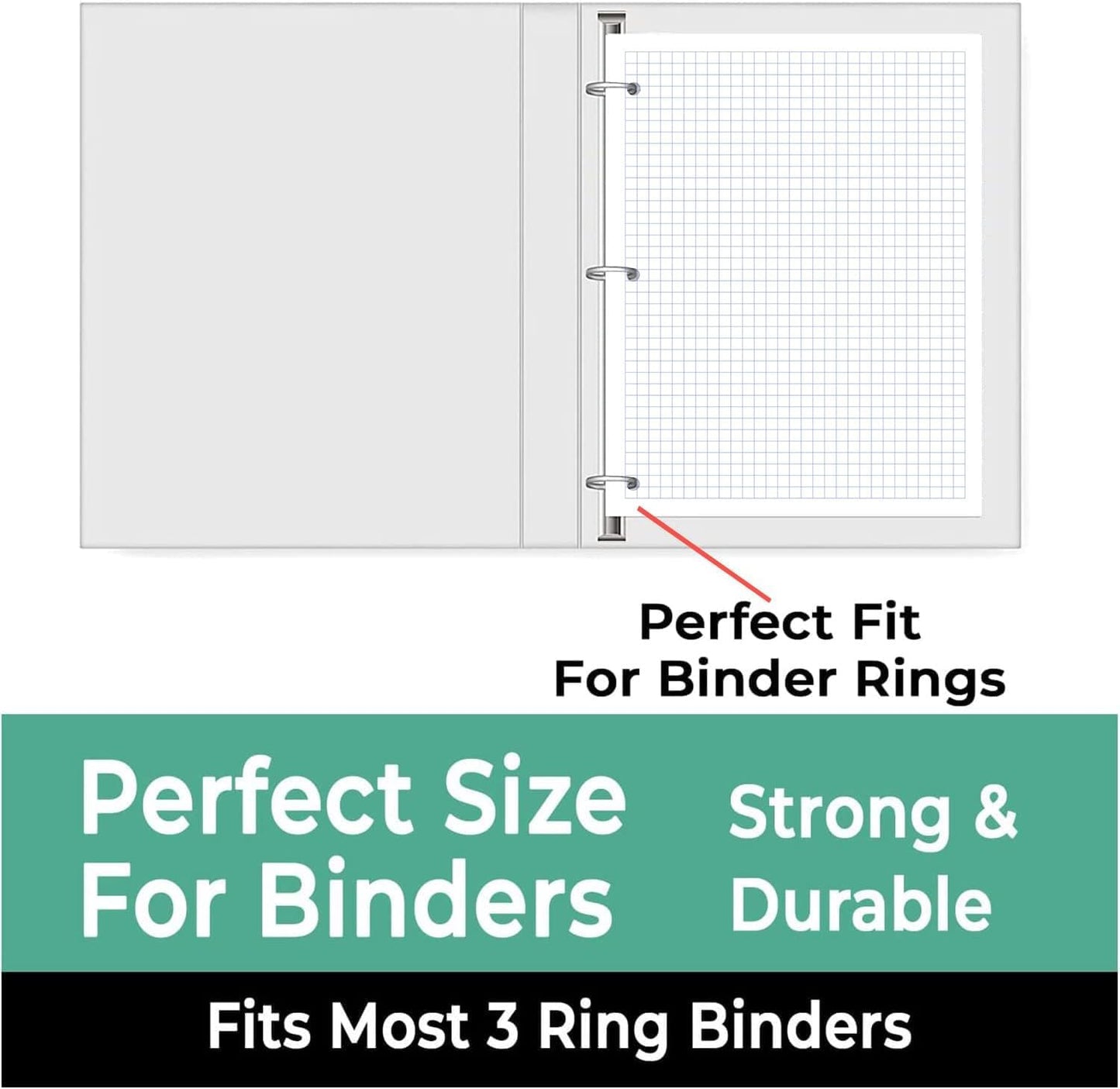 7200 Sheets Graph Paper Bulk, 48 Pack, Bulk Grid Paper, 4x4, 8" x 10.5", 3 Hole Punched, Quad Ruled Sheets, Thick Graphing Paper, Fights Ink Bleed, Bulk Loose Leaf Paper, Bulk School Supplies