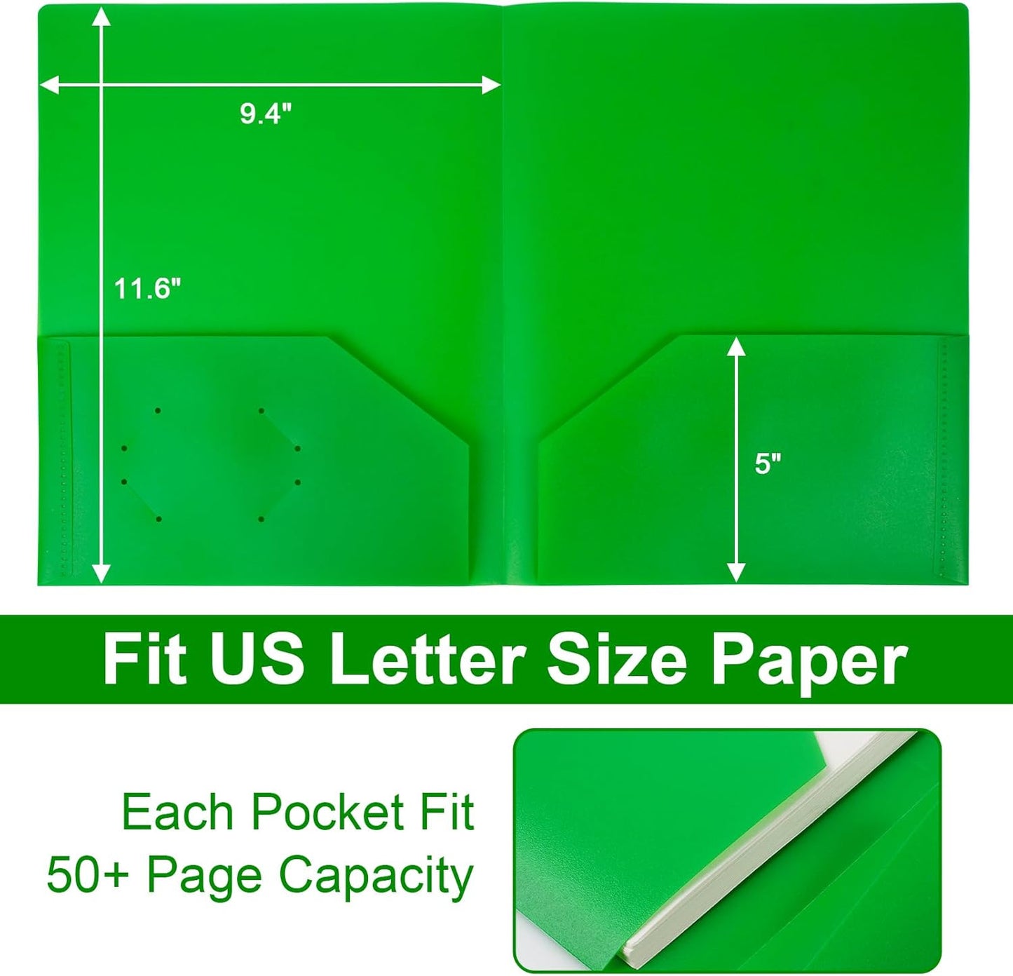 6-Pack Plastic Folders with Pockets,2-Pocket Poly Folders Holds 8-1/2" x 11" Paper for School/Office/Home, Assorted