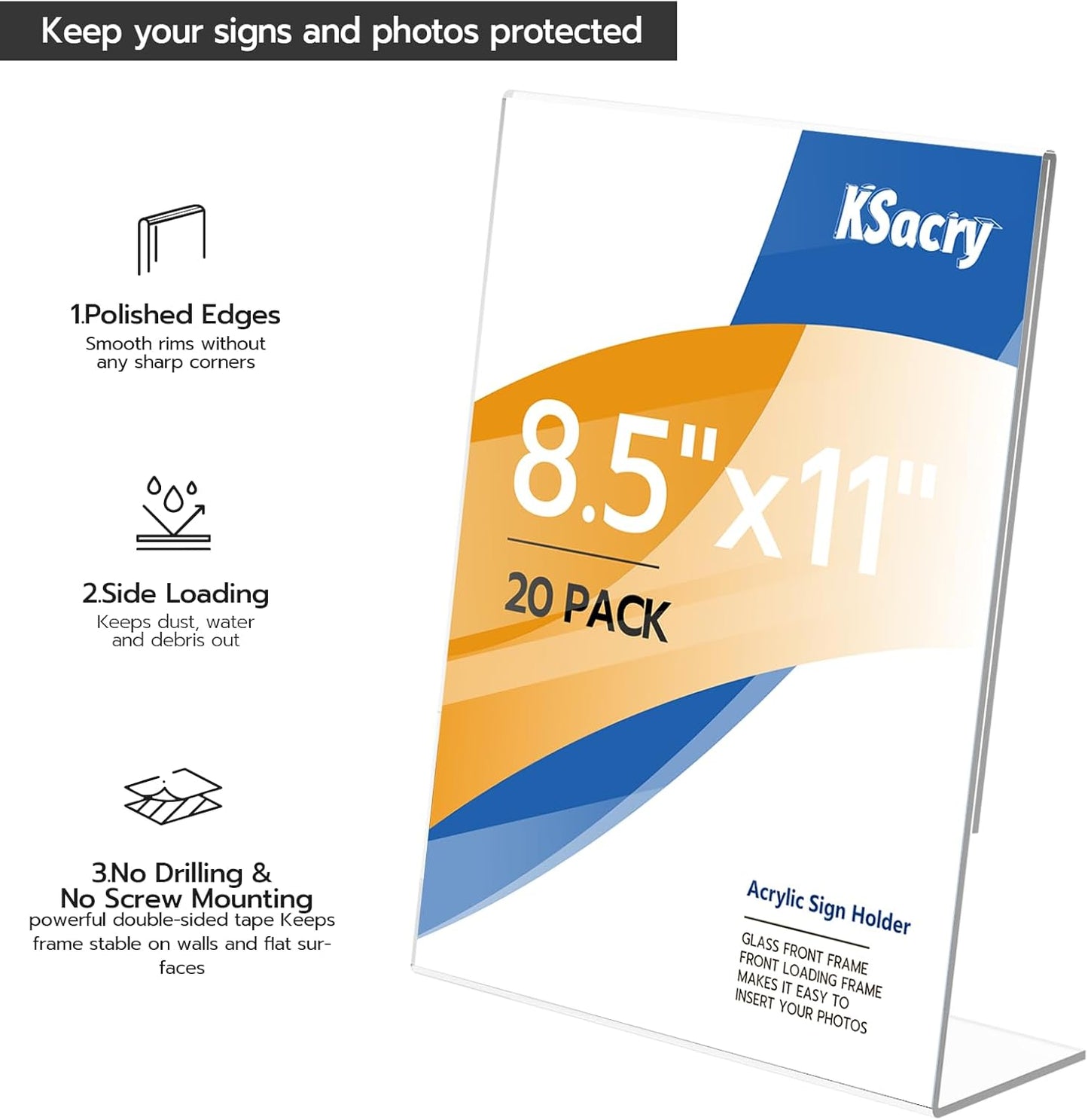 KSacry 12 Pcs Acrylic Sign Holder 8.5*11inch, Slanted Back Sign Holder, acrylic display stand,Vertical Acrylic Indicator Stand, Suitable for shopping malls, offices, restaurants, and weddings