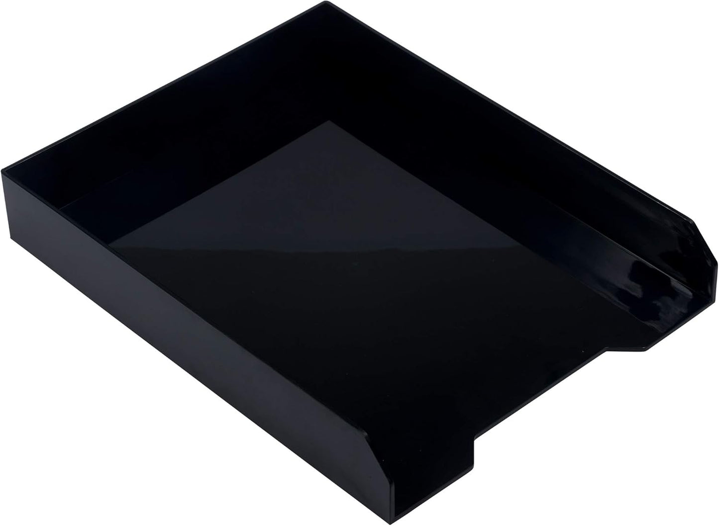 JAM PAPER Stackable Paper Trays - Black - Desktop Document, Letter, & File Organizer Tray - Sold Individually