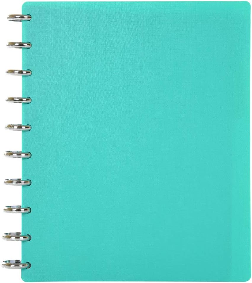Talia Discbound Notebooks, Planner, Customizable, (yCelestial Turquoise w/Silver Discs, Midsize (7.5in x 9.75in))
