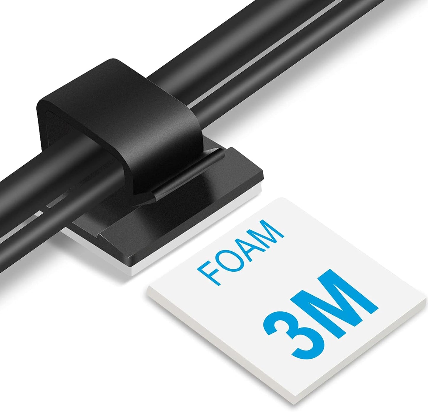 Large Adhesive Cable Clips (45 PCS, Black), Upgraded Wire Clips For Electric Wires, Cord Clips Adhesive Wire Holders For Cable Management Under Desk, Car, Wall, Extension Cord, Ethernet Cable, TV-Coax