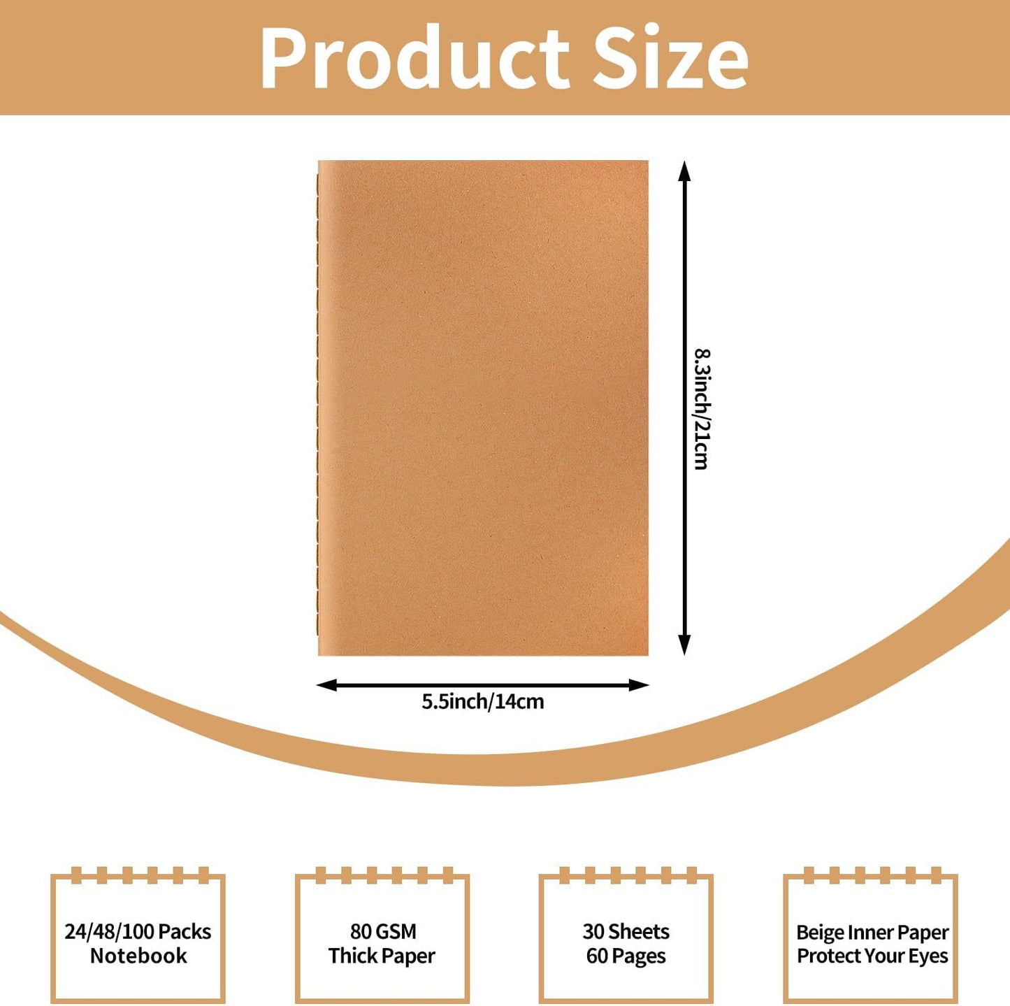 48 Pack A5 Blank Kraft Notebooks Bulk, Journaling Notebooks, Soft Cover Composition Notebook, 8.3x5.5 Inches 60 Pages Travel Journal Notebooks Set for Work, School, Student, Kids, Writing