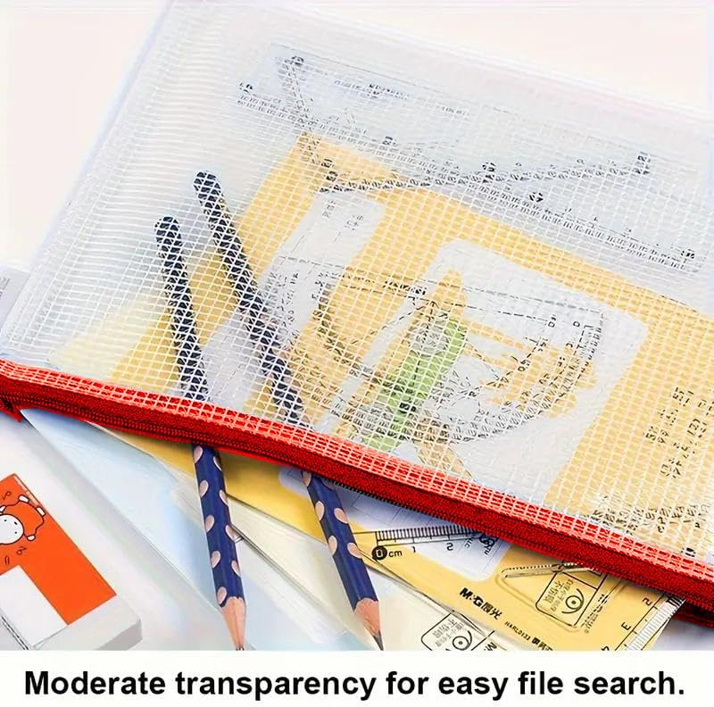 Mesh Zipper Pouch Bag,A3 Zipper Bag for Organizing Storage, Waterproof Zipper Pouch, 17" x 12"/44cm x 32cm, File Bag for School and Office Supplies (Orange)
