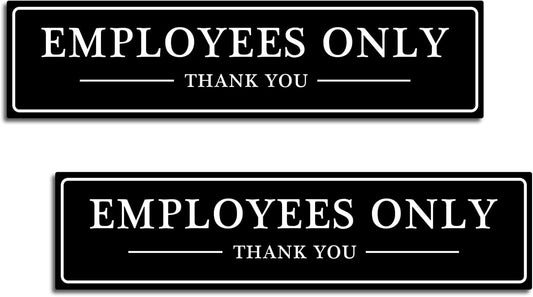 SINYUDUN 2 Pack Acrylic Employees Only Sign for Door or Wall, with Double Sided Tape, for Office, Business Door, Store, Restroom (Black, 2.1 x 8 Inch)