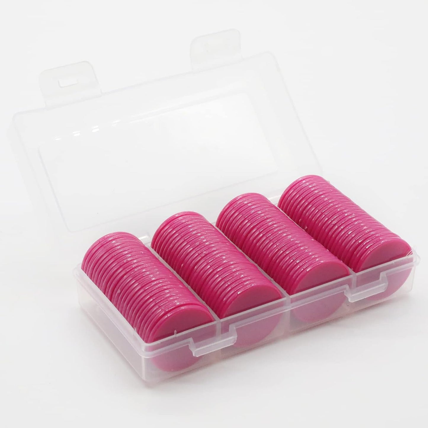 Set of 100 Opaque Plastic Learning Counters Mini Poker Chips Game Tokens with Storage Box (MediumVioletRed, 1.26 Inch)