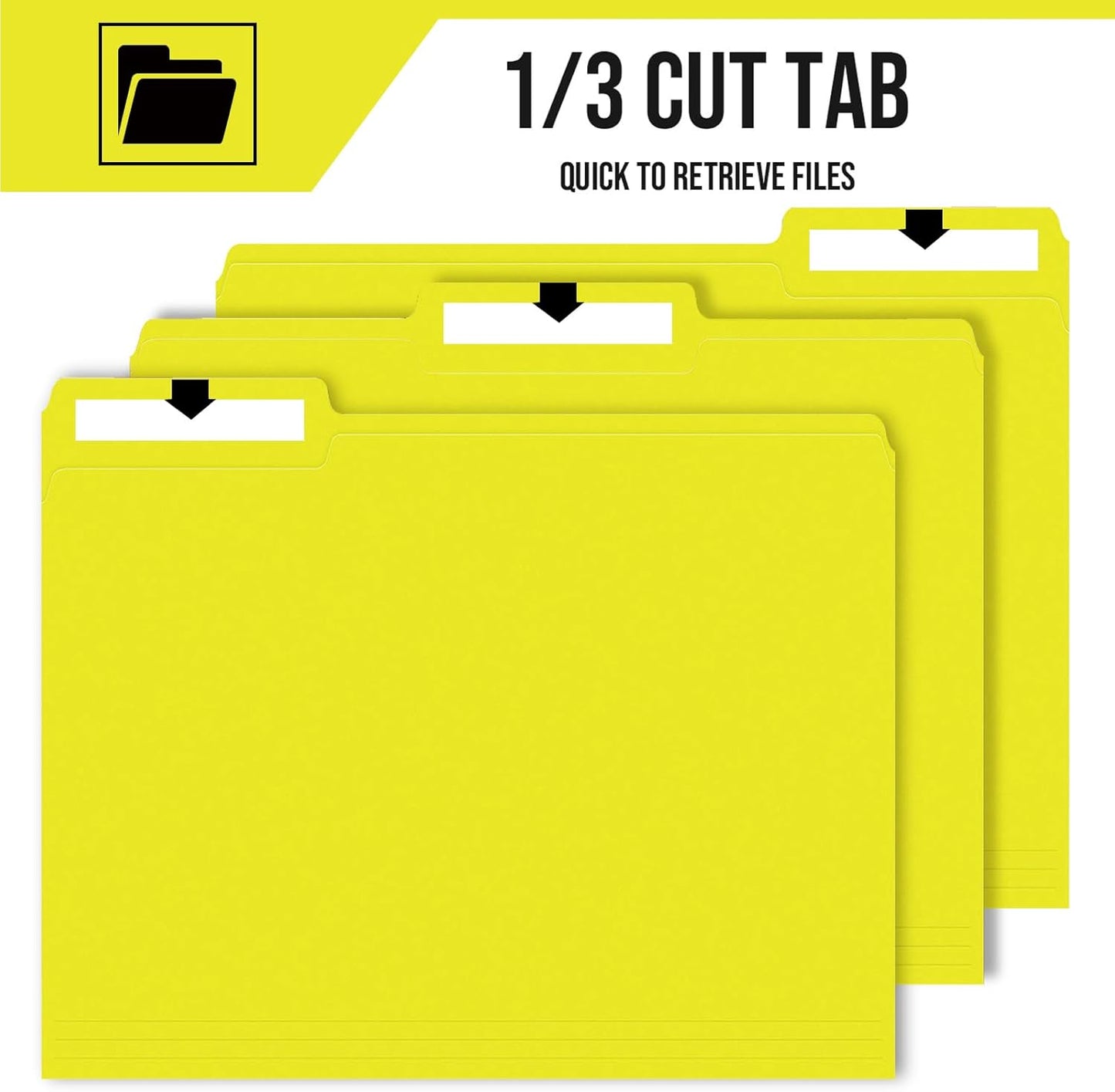 File Folders,IntoJoy 120 Pack Colored File Folder Letter Size, 1/3 Cut Tab Filing Folders for Office School Business File Document Organization,Yellow