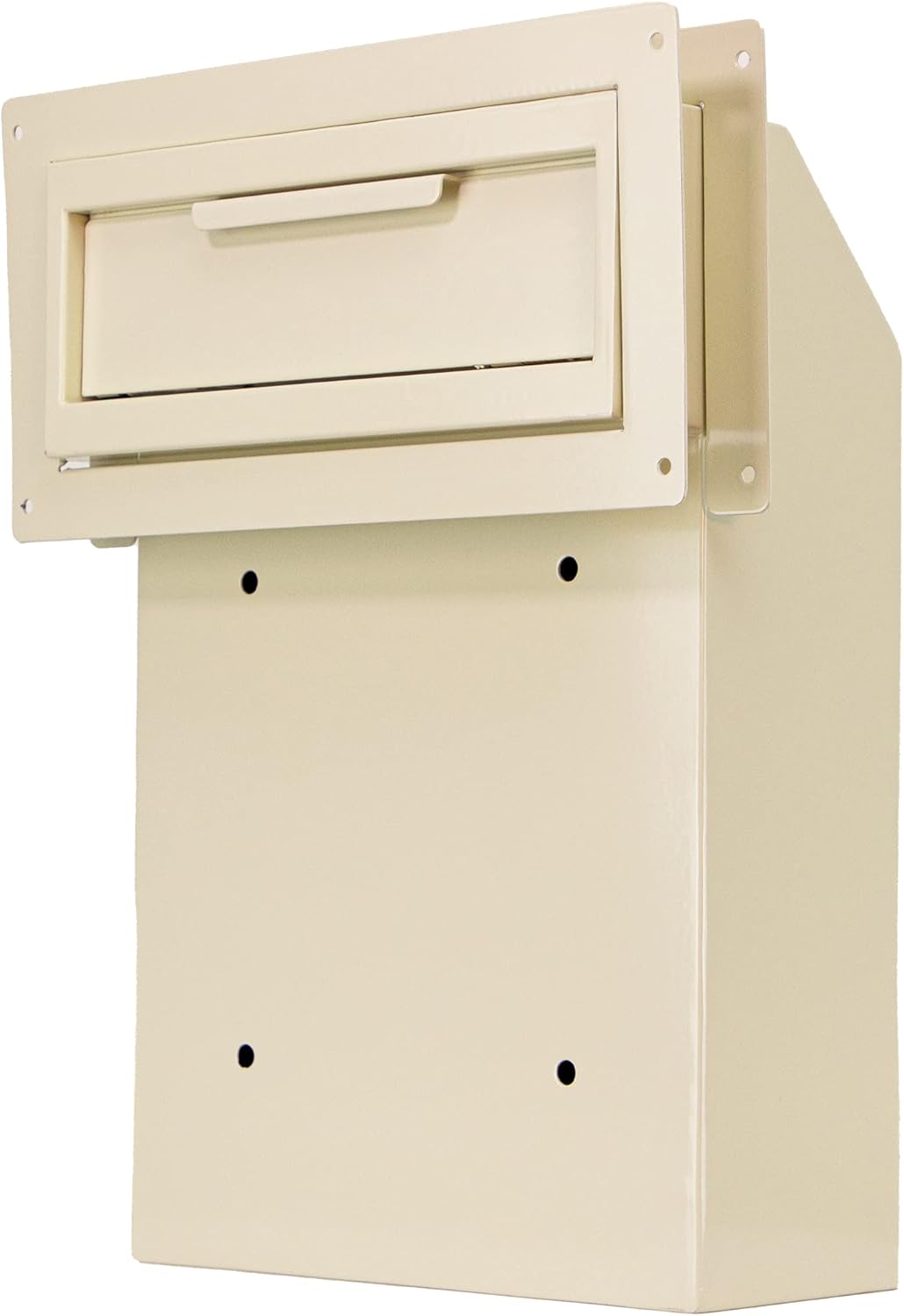 Pochar Door Drop Box for Mail, Rent, Deposit, and Night Key - Through The Door Locking Steel Mailbox with Rear Access (Light Gray)