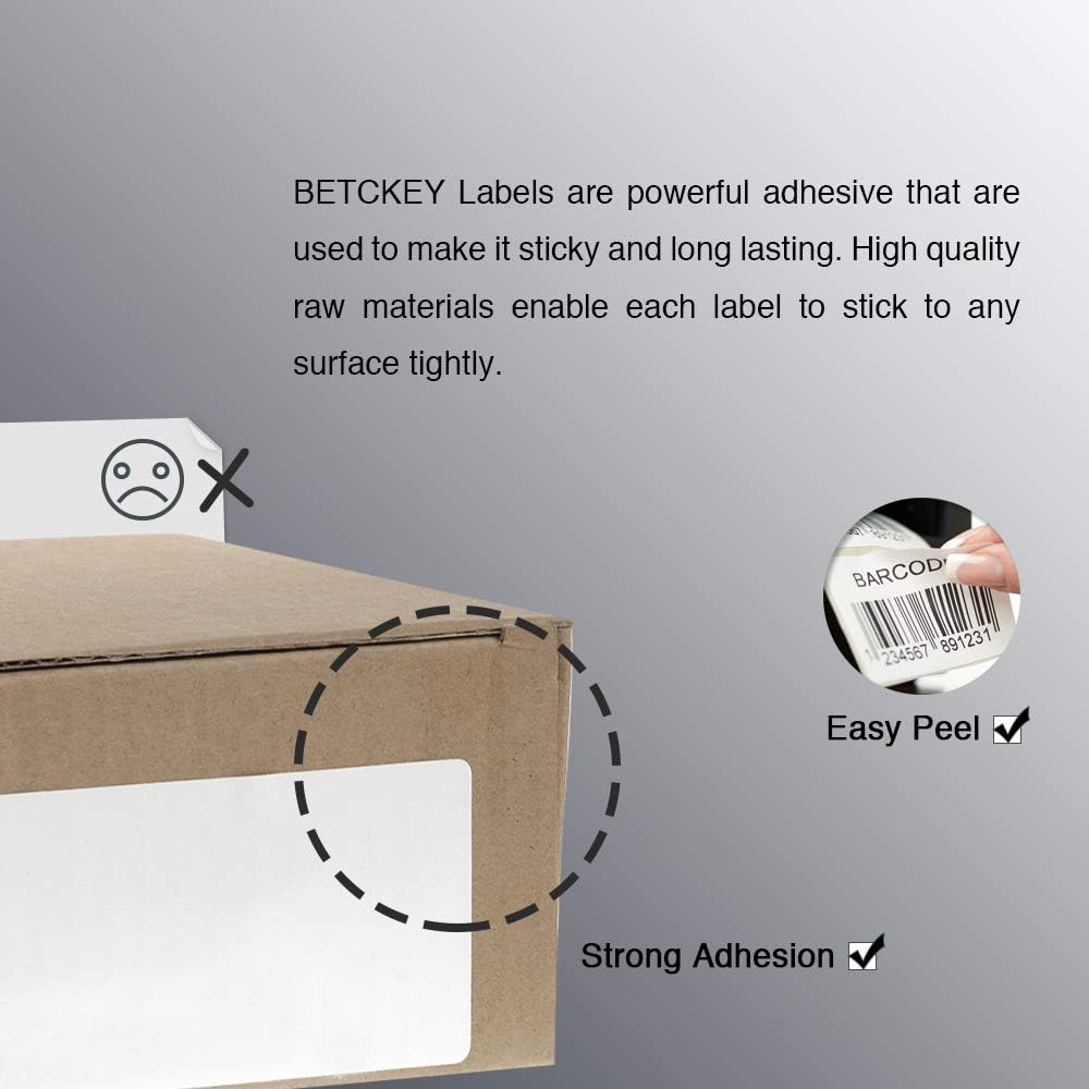 BETCKEY - 2.25" x 4" (57 mm x 102 mm) Multipurpose & Shipping Labels Compatible with Zebra & Rollo Label Printer,Premium Adhesive & Perforated [6 Rolls, 2100 Labels]