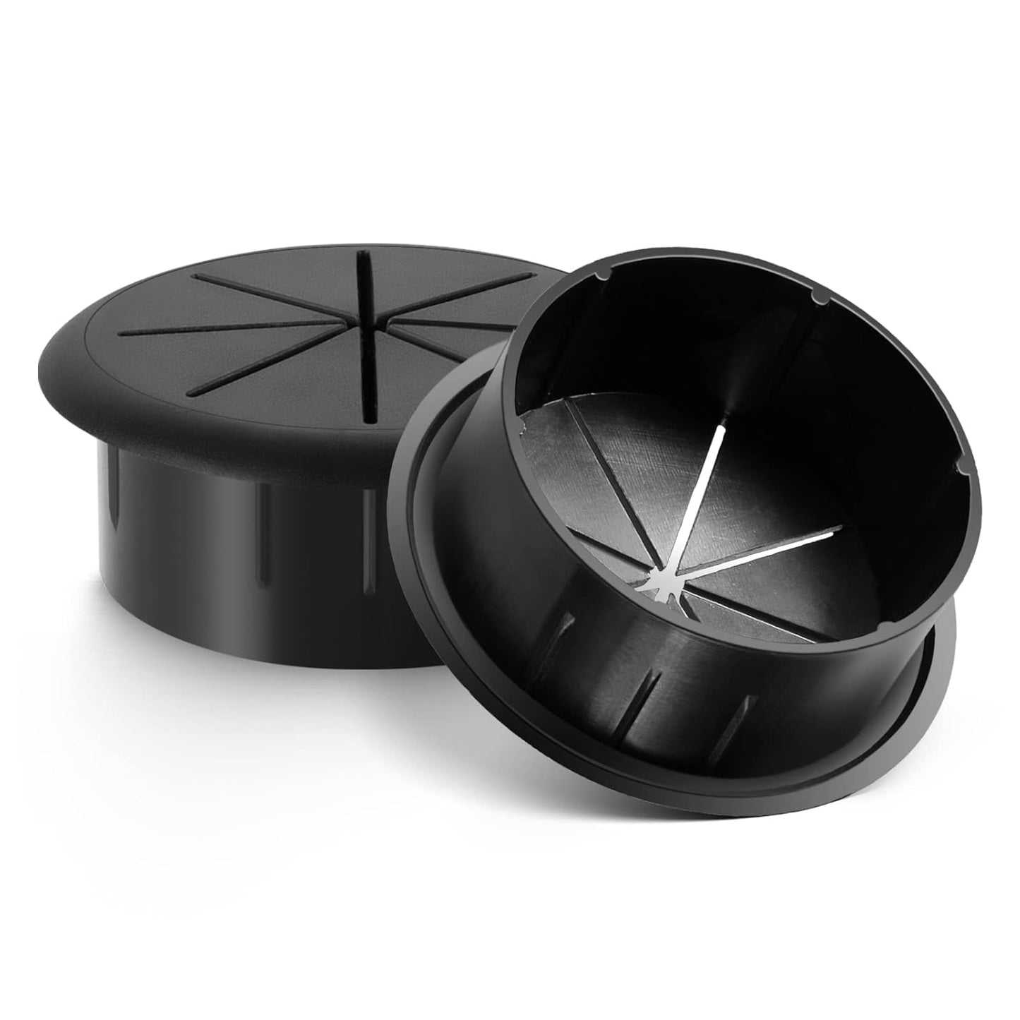 HYCC 2 Pack 2 Inch Flexible Desk Grommet,Organize Wires and Cables on Office Equipment, Computer Components, Entertainment Systems Effectively - Color: Black