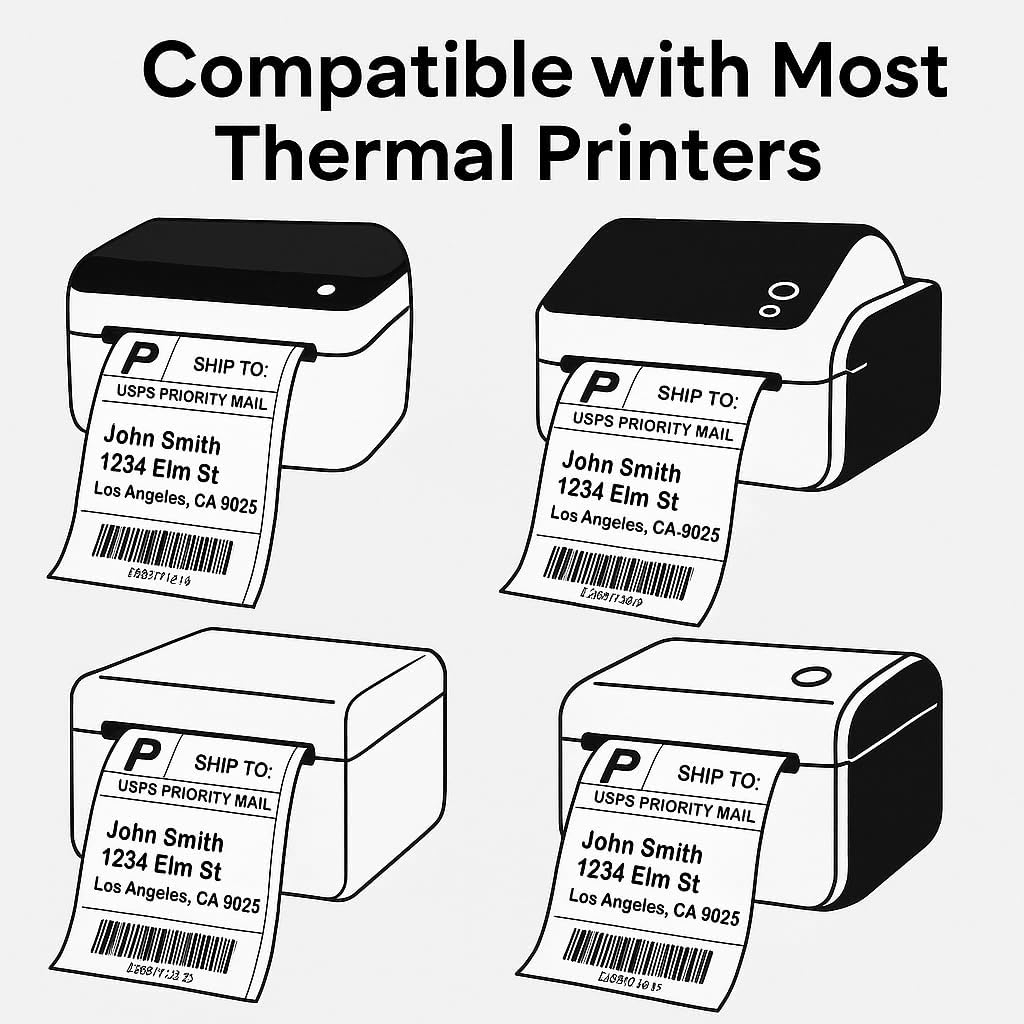 Compulabel 4" x 6" Direct Thermal Labels, White, 3" Core, Perforated, Permanent Adhesive, 3 Rolls, 1000 Labels per roll, 3000 Total