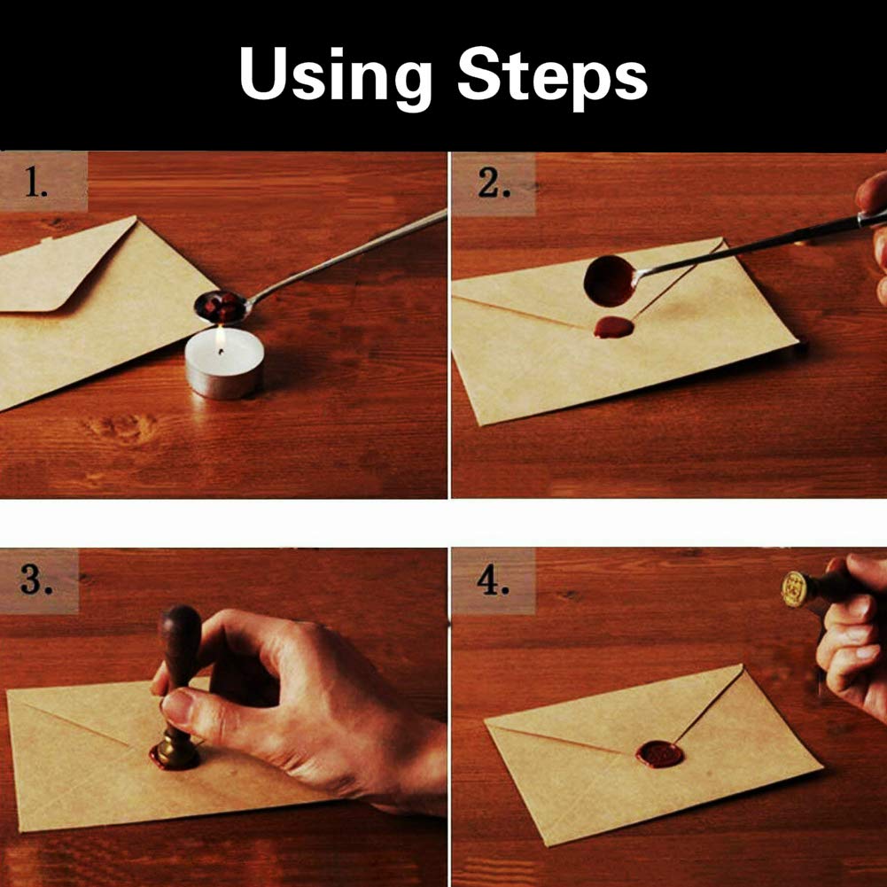 Wax Seal Stamp kit, ANBOSE Starry Animal Wax Seal Stamp Set with 7 PCS Removable Brass Heads and 1 Wooden Handle, Retro Vintage Mermaid Peacock Dragon Rabbit Flamingo Cat Swan Sealing Wax Stamp