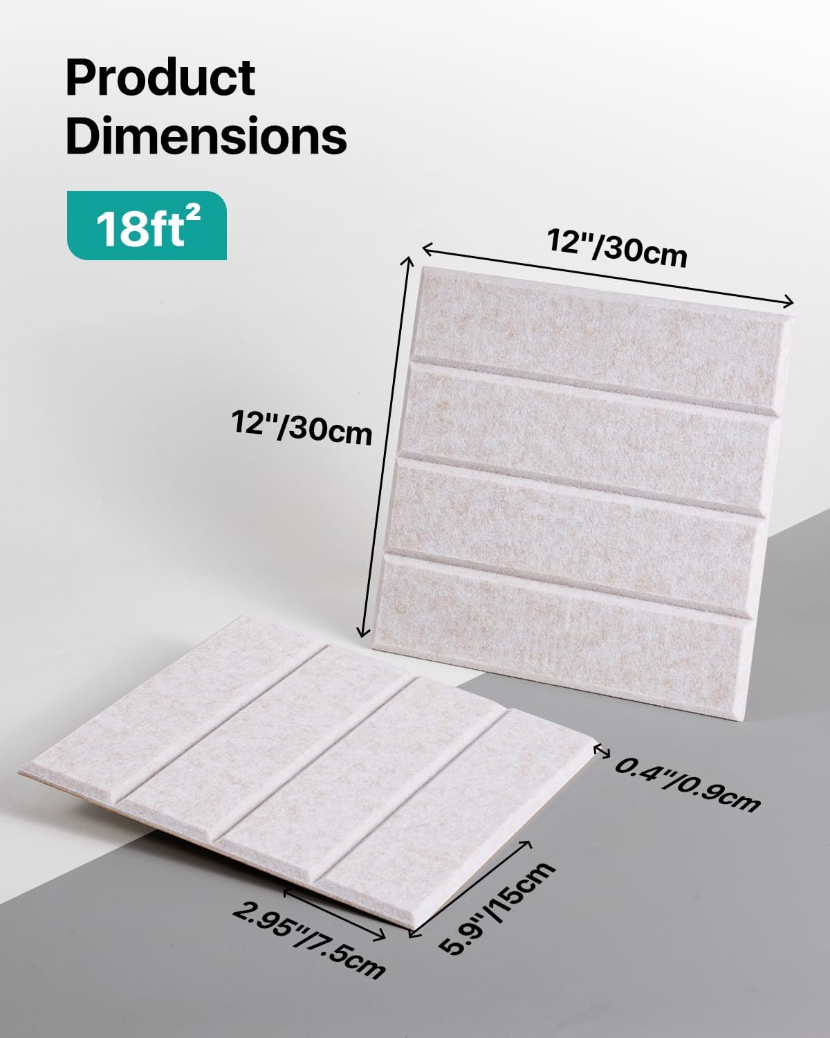 18 Pack Sound Proof Foam Panels for Walls, Self-Adhesive Acoustic Panels Sound Absorbing, 12" X 12" X 0.4" High Density Soundproof Wall Panels Tiles for Door, Ceiling, Home Office