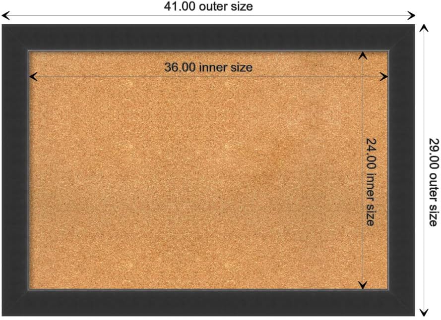 Amanti Art Natural Cork Board for Wall, 29x41 Vision Board with Black Wood Frame, Large Corkboard Office Decor for Home Organization, Modern Contemporary Corkboard Pinboard to display items for home