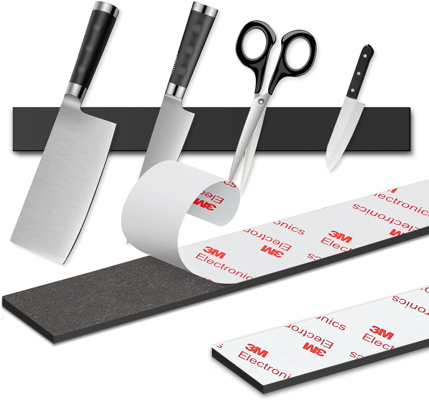 Thaibear 2 Pack Neodymium Magnetic Tape Strips, Flexible Strong Magnet Tape Strips (1'' Wide x 12'' Long) with 3M Adhesive Backing, Magnetic Strips Heavy Duty Perfect for Wall, DIY, Art & Fridge