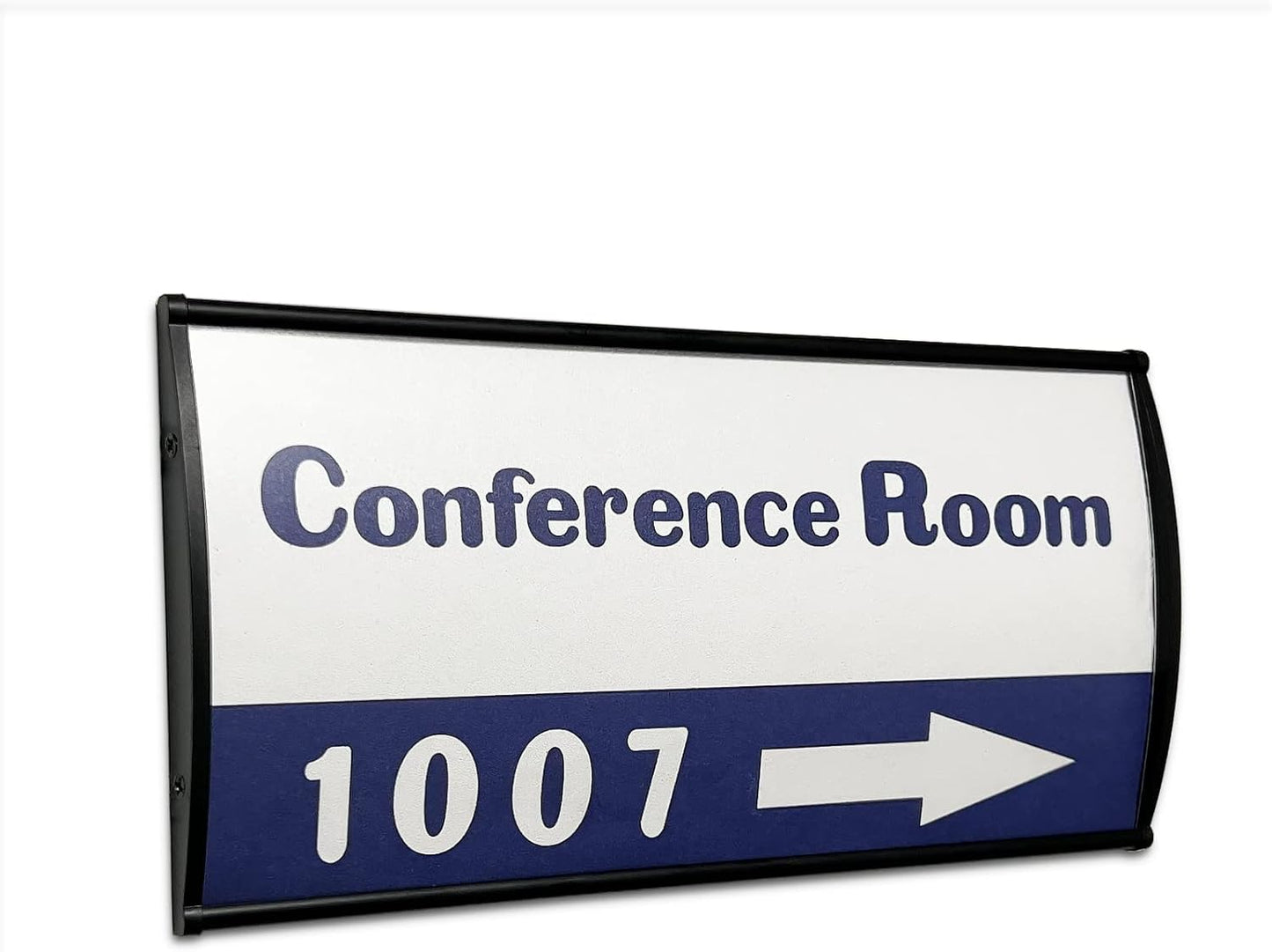 Office Sign Holder for Door - Curved Mount Name Plate Holder Frame Display 8 x 4 Inches Set of 2 Sturdy Aluminum with Adhesive Tape, Plastic Film Included