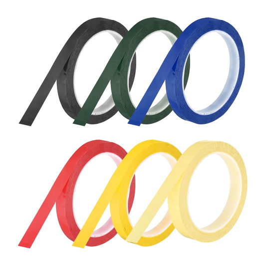 MECCANIXITY 6 Rolls Whiteboard Tape Graphic Chart Tape 15mm 54.7 Yard Art Tape Thin Pinstripe Tape Masking Tape for Gift Wrapping Craft Supplies, Red, Green, Blue, Yellow, Black. Light Yellow