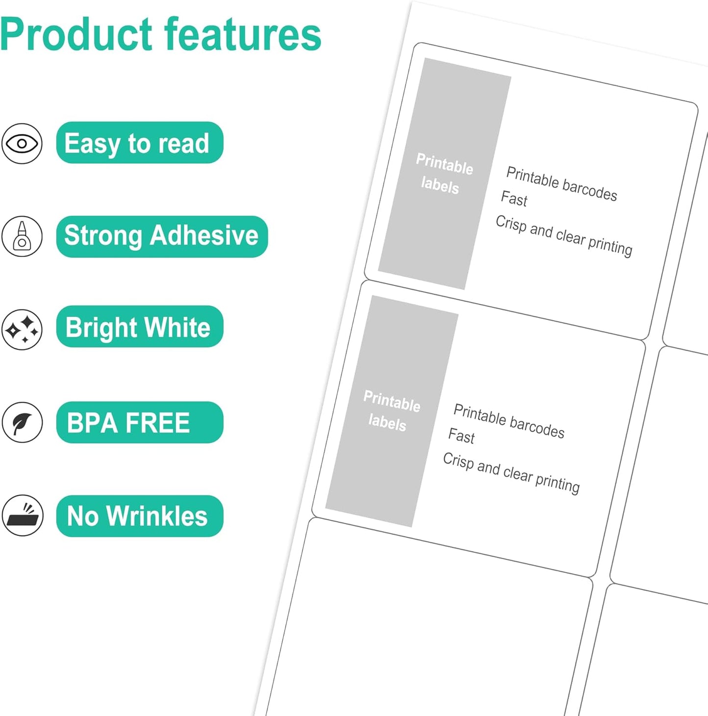 L LIKED 3-1/3" x 4" Shipping Labels 30 Sheets, Total 180 Printable White Sticker Labels, Laser/Inkjet Printing - Matte