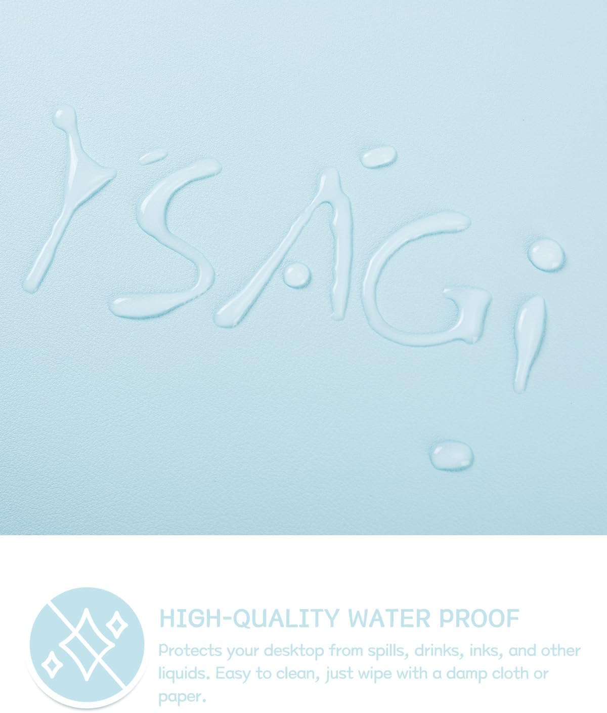 YSAGi Non-Slip Leather Desk Pad, Waterproof Laptop Computer Desk Keyboard Mat, Table Protector Blotter Mat, Large Mouse Pad for Office/Work/Home/Decor(Sky Blue, 23.6" x 13.7")