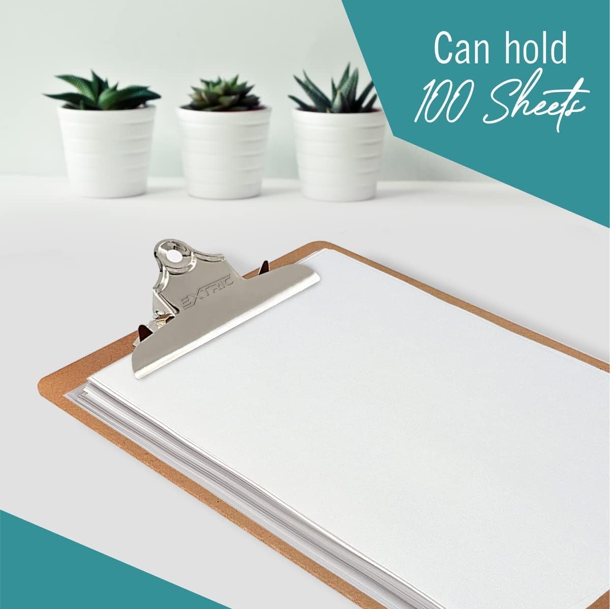 6 Clipboards Standard A4 Letter Size, 9x12.5 inch Wooden Clipboard with 6" Metal Clip, Hardboard, Ideal for 8.5 x 11 Inch Paper, for Office, School, and Home Use