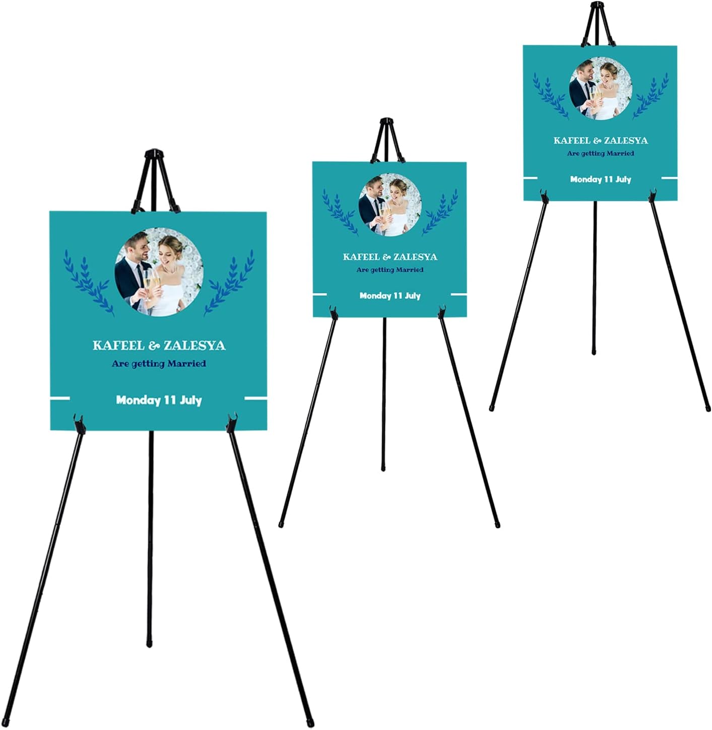 63" Instant Easels Stand for Wedding Sign & Posters,Adjustable Metal Easels for Display Painting Canvas,Folding Tripod with Portable Bag by JoyYeux,Black 3Pack