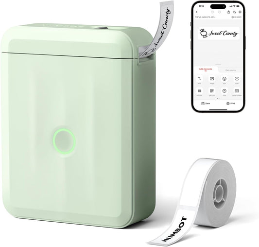 NIIMBOT D110 Upgraded Version Mini Label Maker Machine with Tape, Portable Bluetooth Thermal Printer, Sticker Labeler with Multiple Templates for Office Organization Home Kitchen School, Green