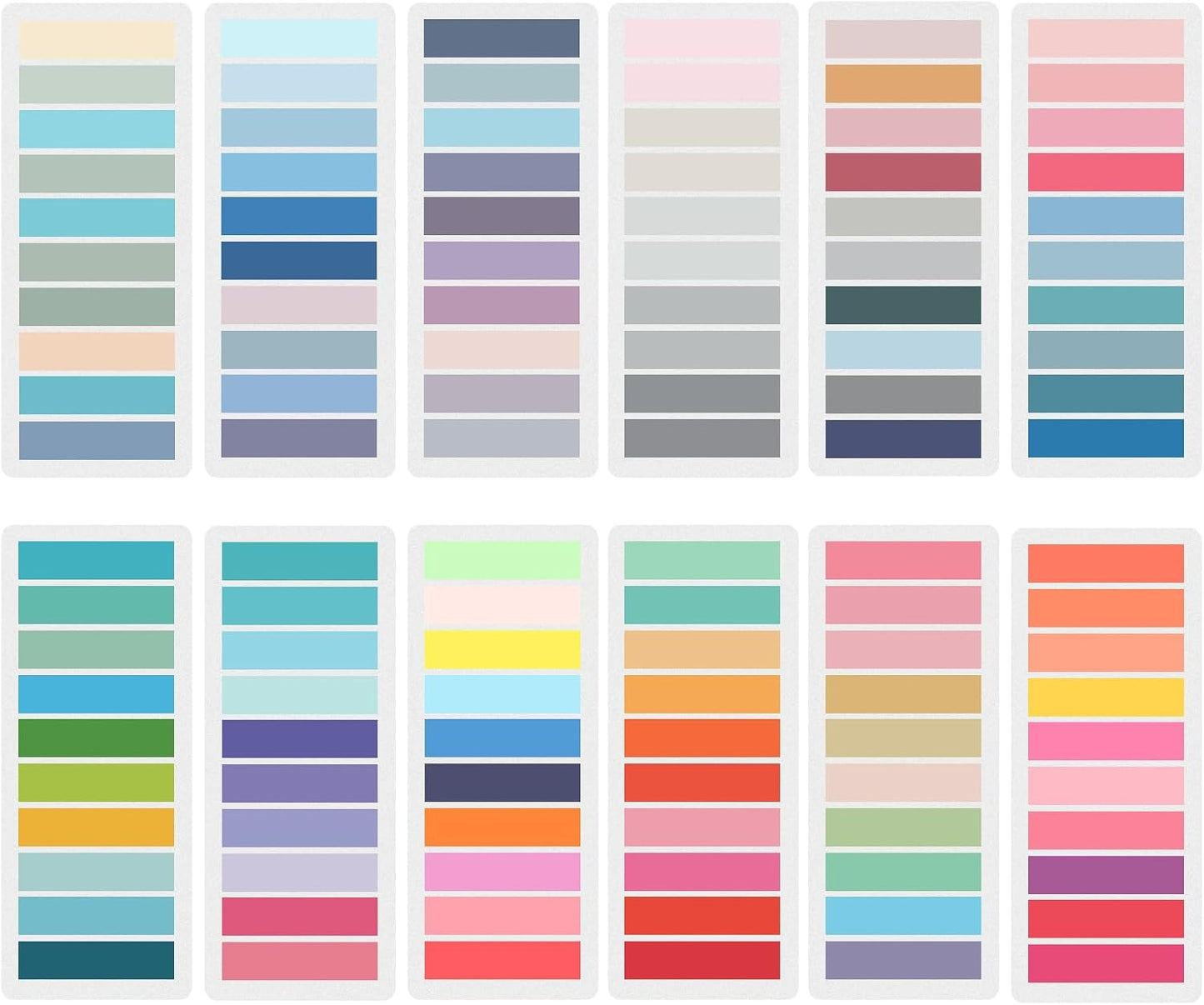 Annotation Tabs Transparent Sticky Notes - 2400Pcs Book Tabs Writable Morandi Sticky Tabs Clear Sticky Notes Page Markers Tabs for Annotating Books, Book Marks for Reading Annotation Supplies 12 Sets…