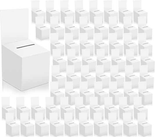 96 Pack Raffle Box Donation for Fundraising, Ballot Cardboard Box with Slot for Ticket and Removable Header Charity for Collecting Business Card Voting Contes, 6 x 6 x 6 Inch