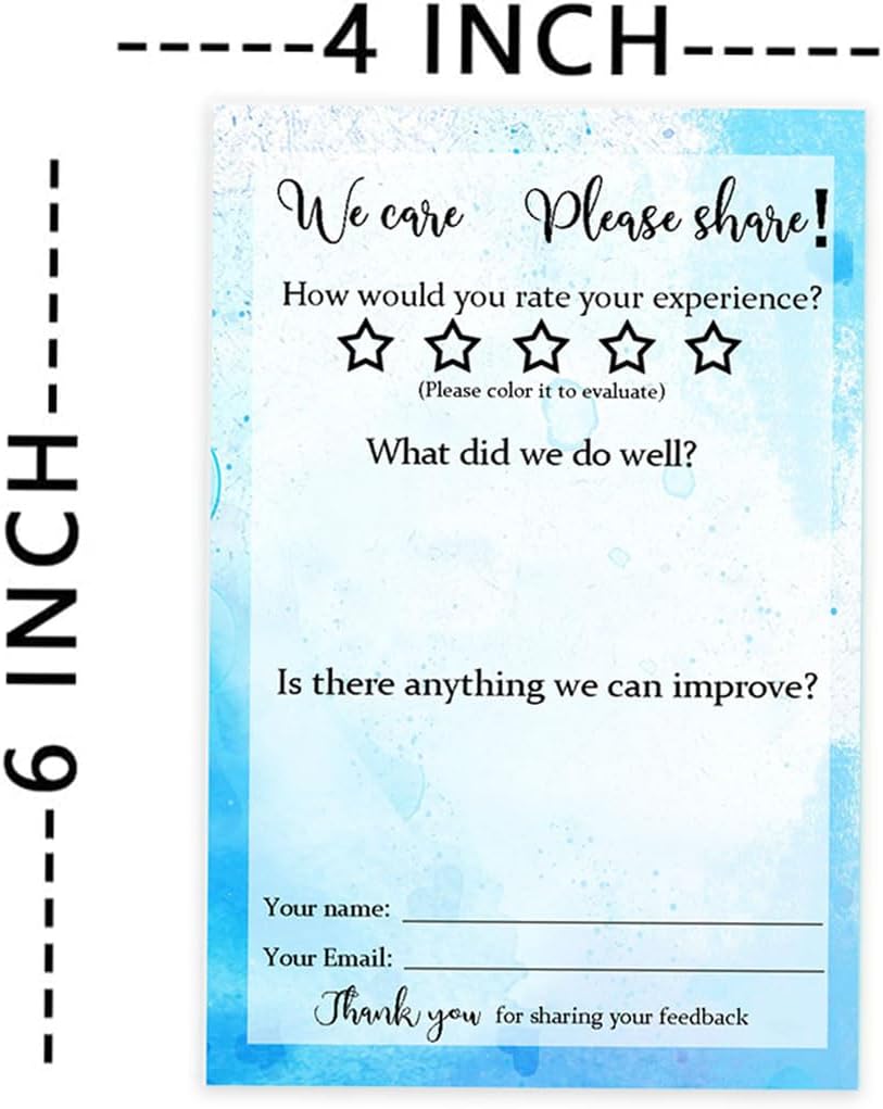 Generic 100 Suggestion Box Cards Comment Cards 4x6 Inch Blank Suggestion Forms for Customer Feedback, Comment, Improvement for Small Businesses Supplies, Restaurants, Church, School