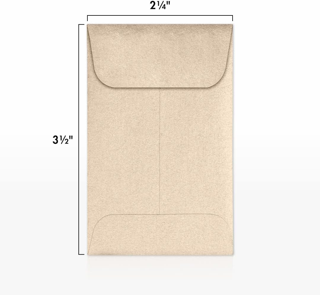 LUXPaper #1 Coin Envelopes | 2 1/4" x 3 1/2" | Taupe Metallic | 80lb. Text | 50 Qty