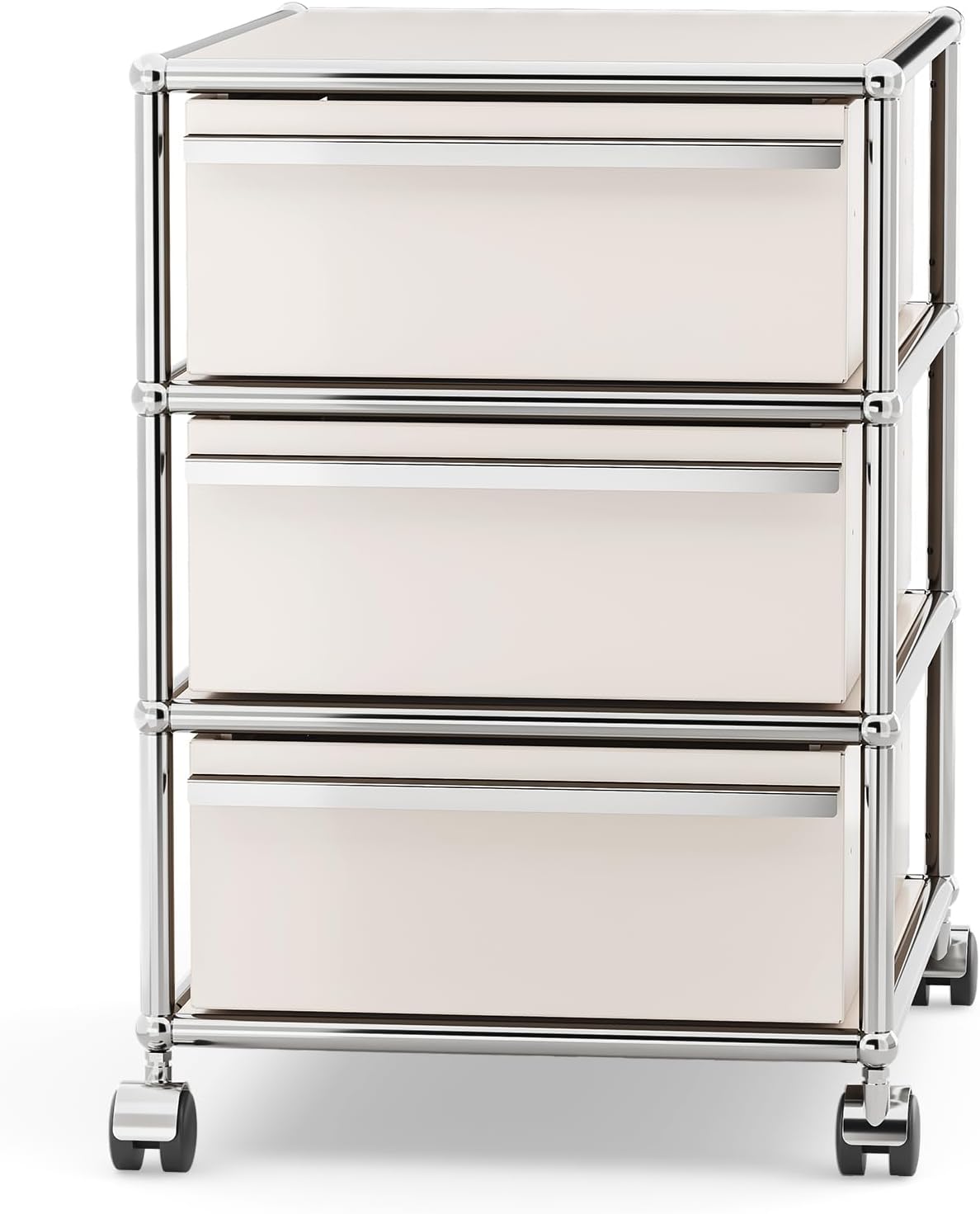 Steel Mobile File Cabinet for Office & Home with 360° Silent Wheels, Smooth Drawer Slides, Large Capacity, Waterproof and Rust-Proof, Stylish & Durable Storage Cabinet (3 Drawer, White)