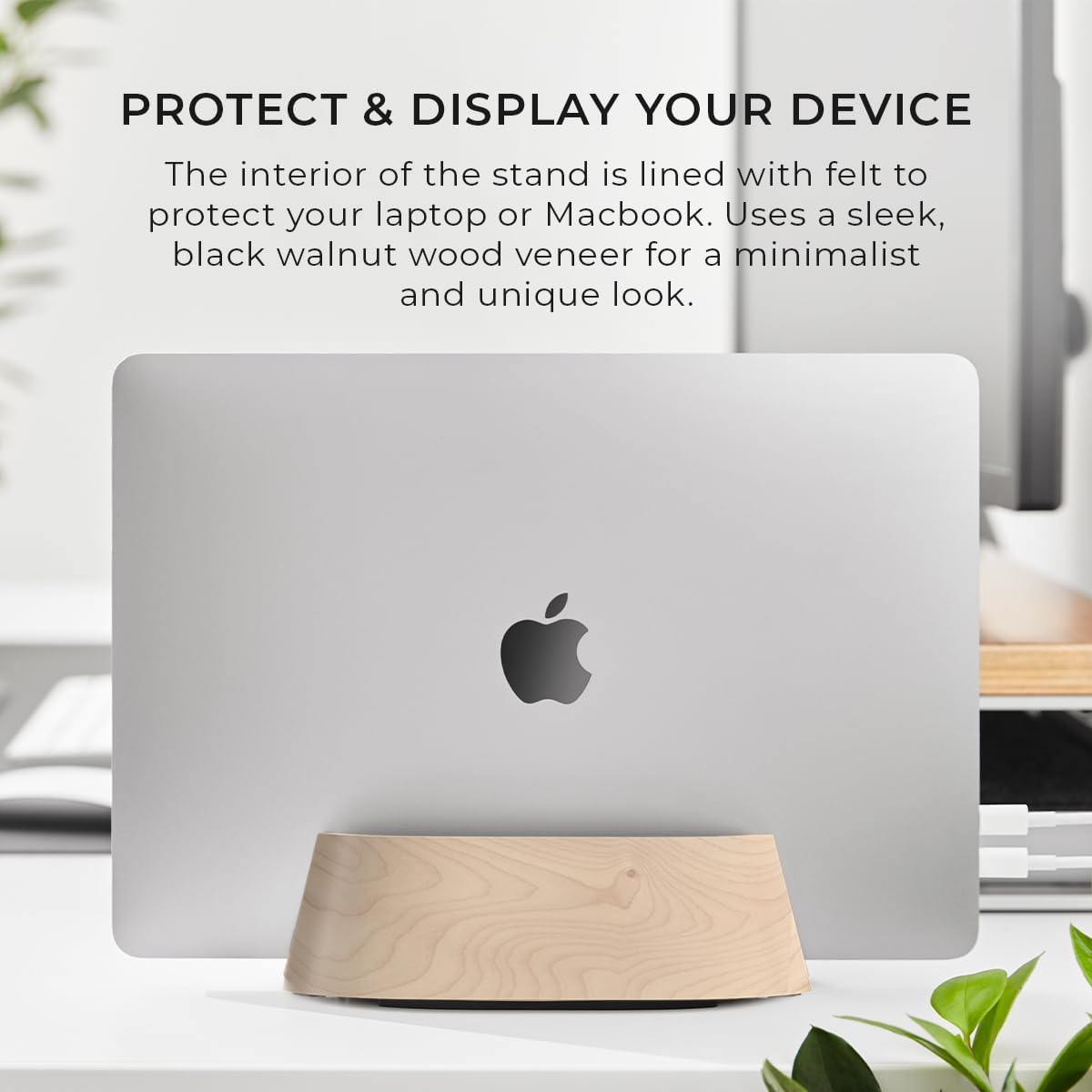 HumanCentric Vertical Laptop Stand in Maple Wood, Upright Adjustable Holder and Dock, Laptop Vertical Stand Fits MacBook Pro and Other Laptops .5" to 1.5", Clamshell Compatible