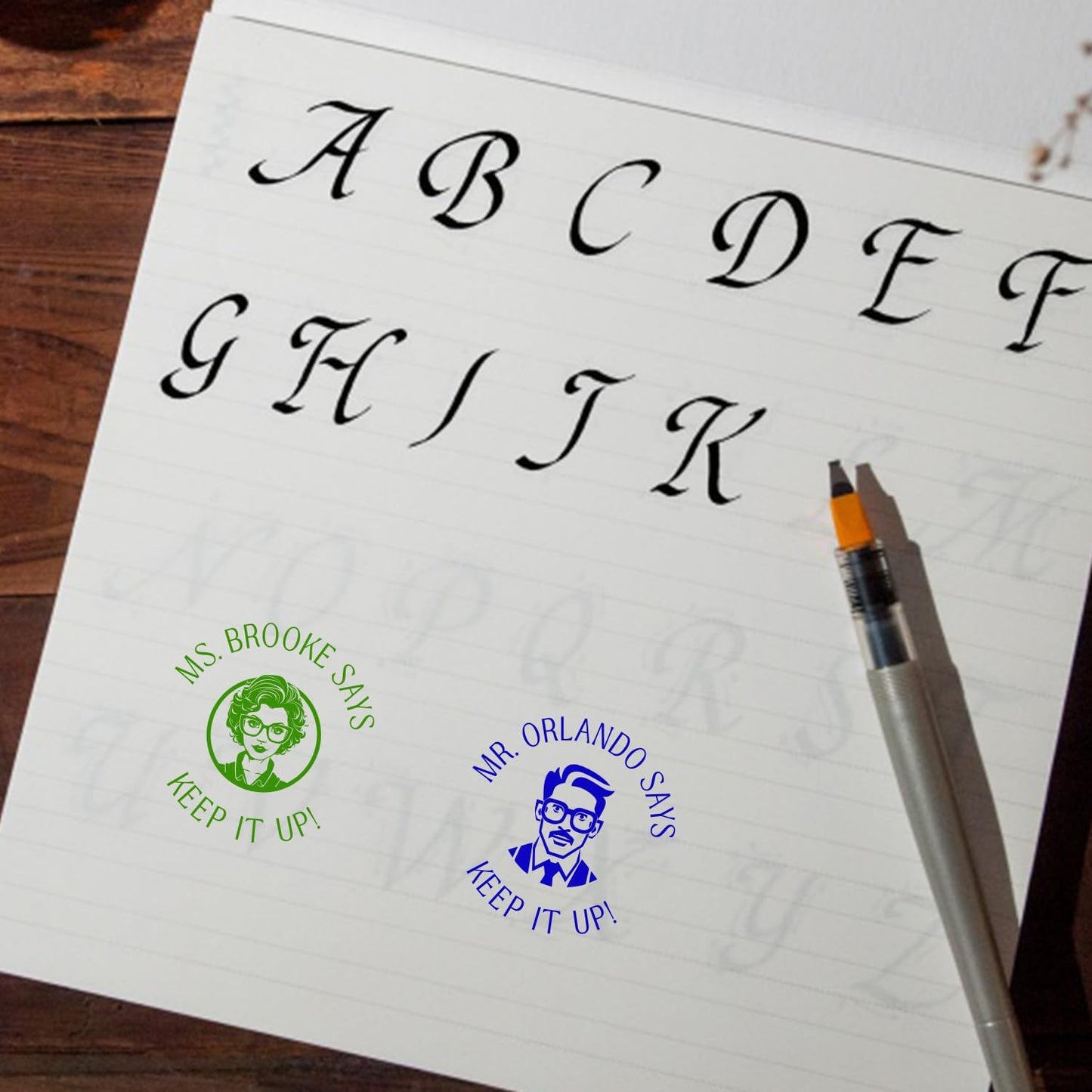 Custom Teacher Face Stamp with Personalized Text - 1-5/8" Diameter, Self-Inking, Classroom Grading, Feedback, Motivational Stamp