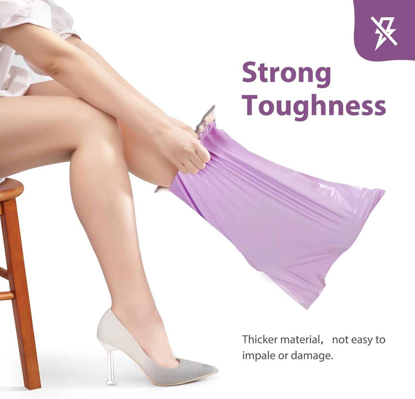 Fuxury Large Poly Mailers 24x24" 300 Pcs, Bulk Shipping Bags for Clothing, Strong Adhesive Shipping Envelopes for Small Business Suppliers,Waterproof Mailers Poly Bags Mailing Envelopes LightPurple