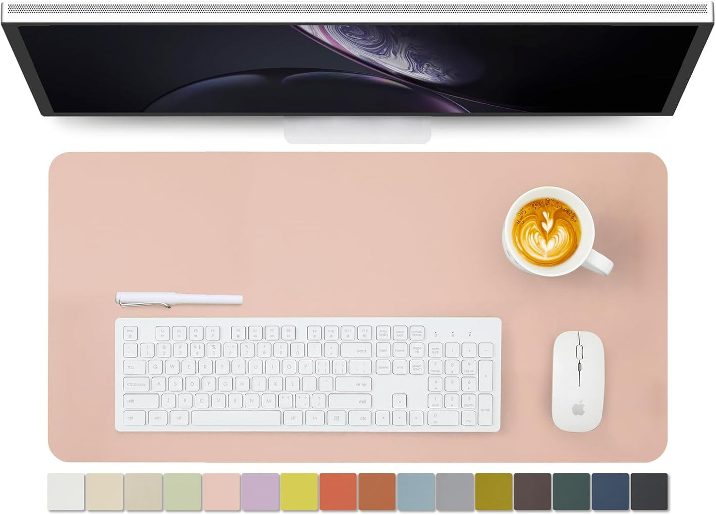 Leather Desk Mat - Non-Slip PU Desk Pad for Office and Home - Desk Organization and Accessories - Ideal for Large Mouse Pad and Desk Mats on Top of Desks (Pink,27.6"x 13.8")