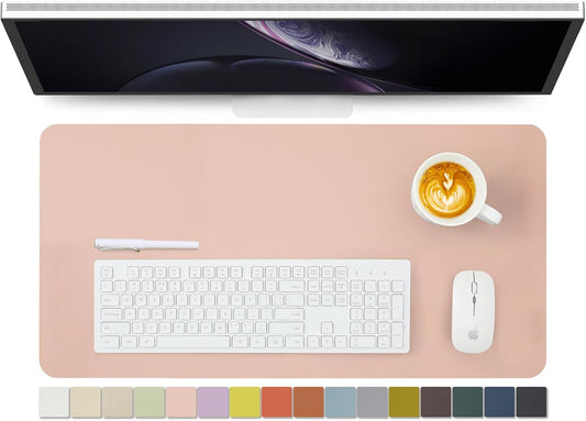 Leather Desk Mat - Non-Slip PU Desk Pad for Office and Home - Desk Organization and Accessories - Ideal for Large Mouse Pad and Desk Mats on Top of Desks (Pink,27.6"x 13.8")