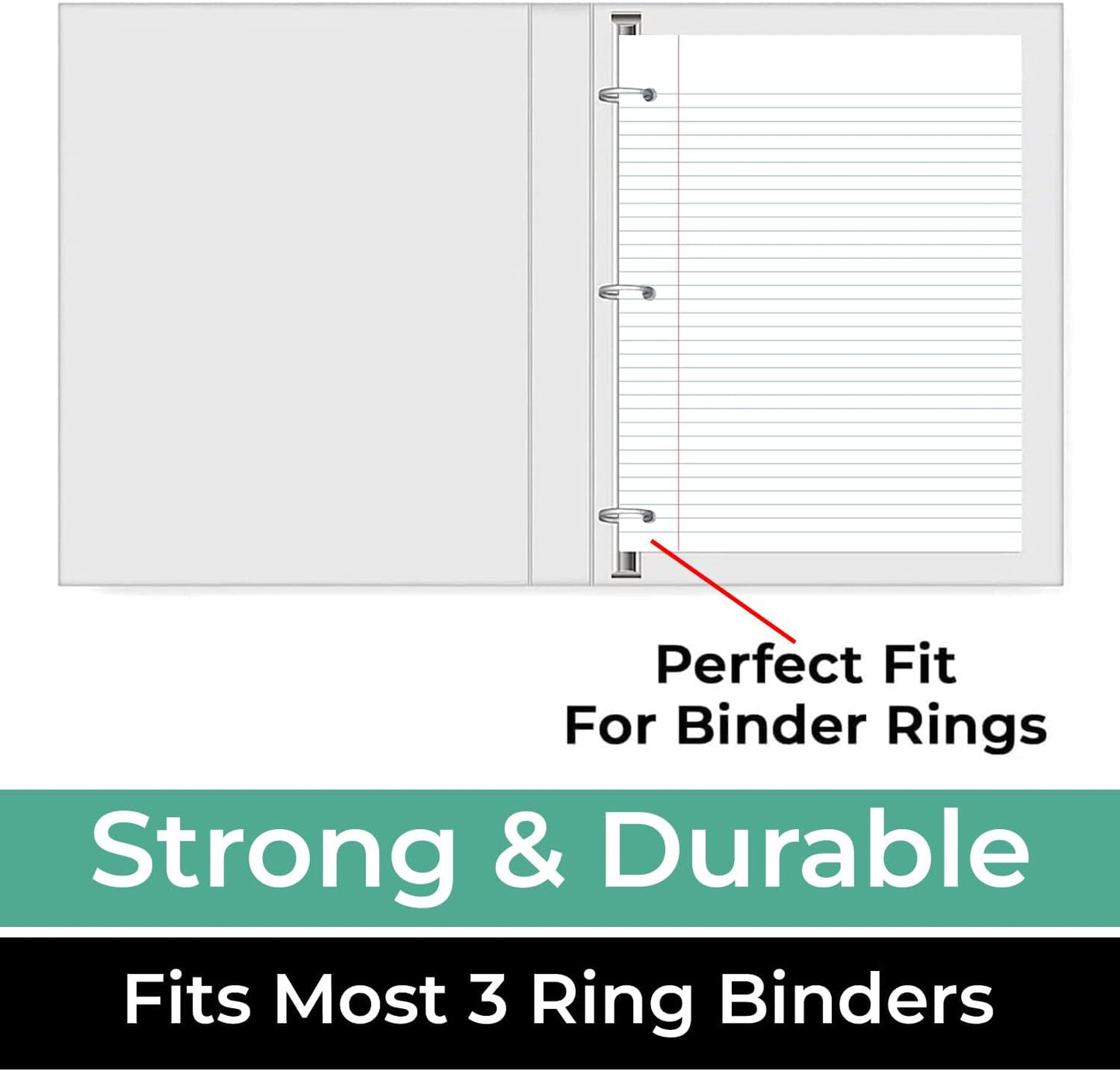 6 Pack Loose Leaf Paper, 900 Sheets, College Ruled, 8" x 10.5", 56 gsm Bulk Office Filler Paper, 150 Sheets/Pack, 3 Hole Punched, College Ruled Paper for 3 Ring Binder, Notebook Paper, White