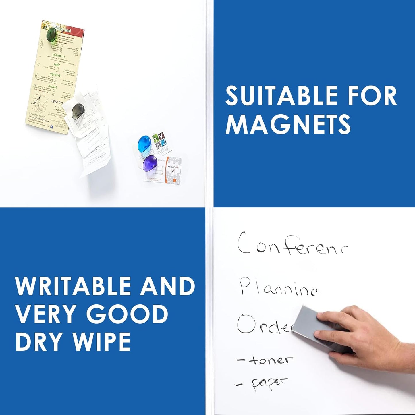 SWANCROWN White Board Dry Erase 60 x 36 Inches, Large Whiteboard for Wall with Thick Aluminum Frame, 5' x 3' Magnetic Whiteboard with Long Marker Tray & Magnetic Pen Holder for Office & Home