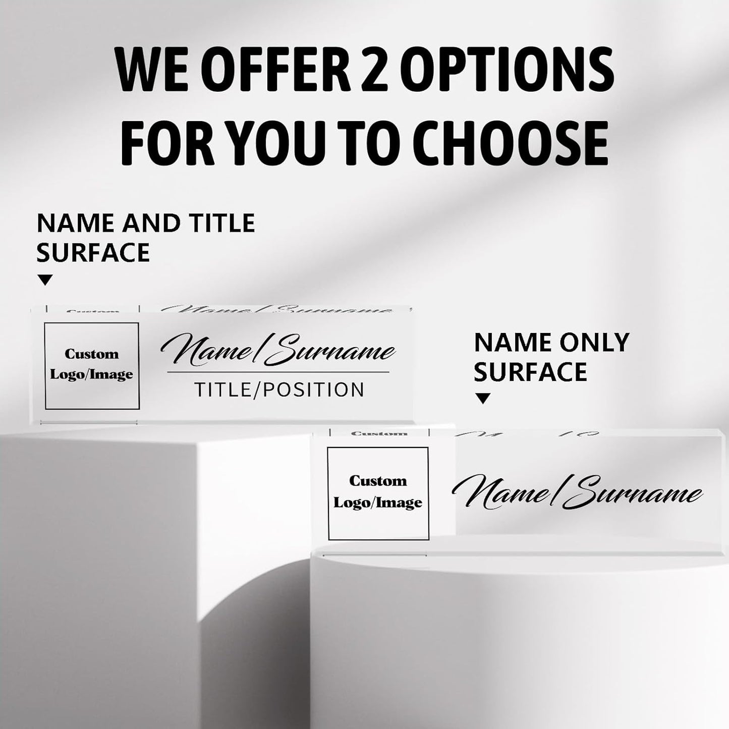 Name Plate for Desk, Custom Logo Desk Name Plate Personalized, Custom Acrylic Name Plate for Office Desk Decor, Employee Appreciation Gifts The Office Gifts for Men and Women with Image and Text