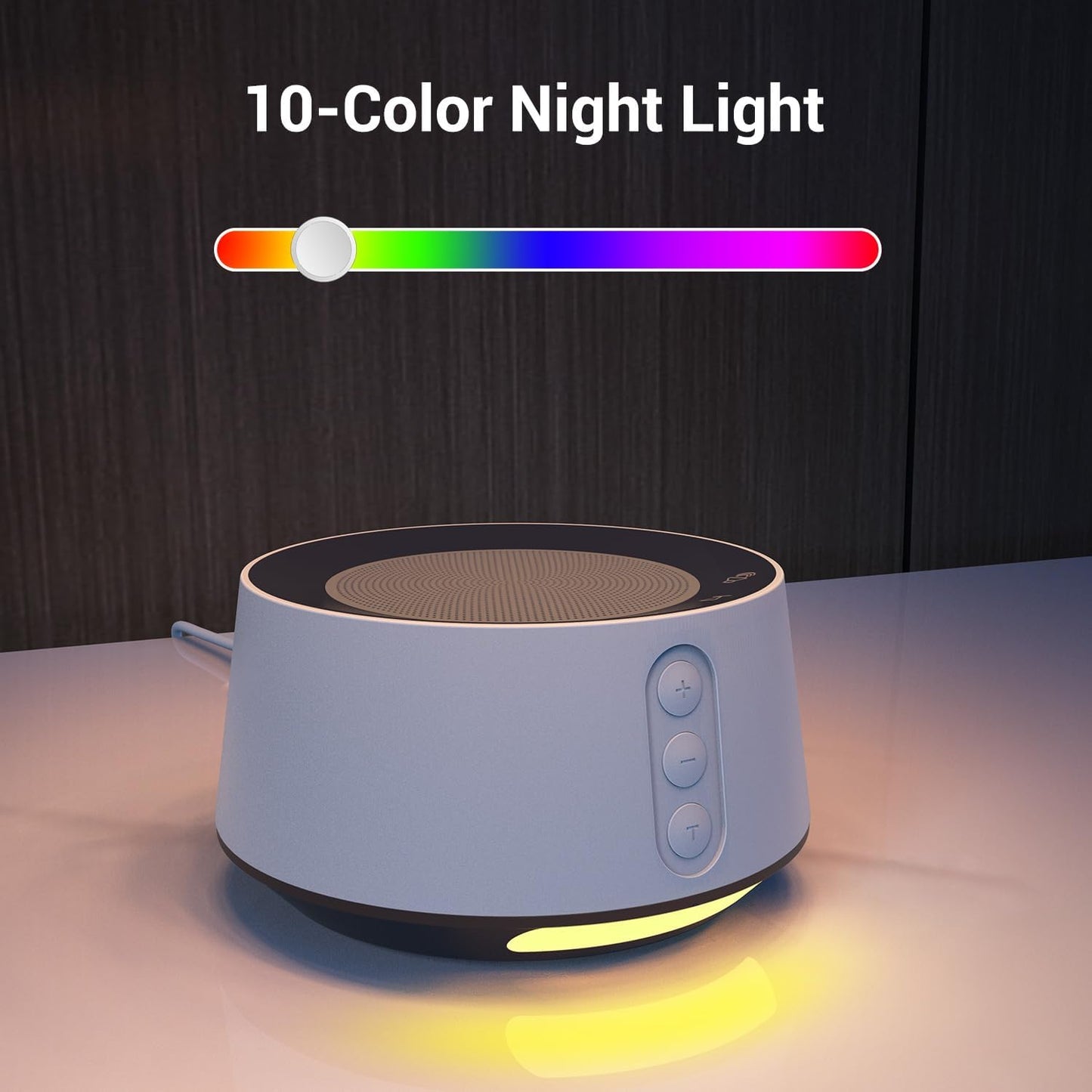 BGOVERSS White Noise Sound Machine with 20 Soothing Sounds, 10 Colors Night Light Sleep Machines Home Office Travel, 5 Timers and Memory Feature Sound Machine for Nursery Baby Kids Adults (White)