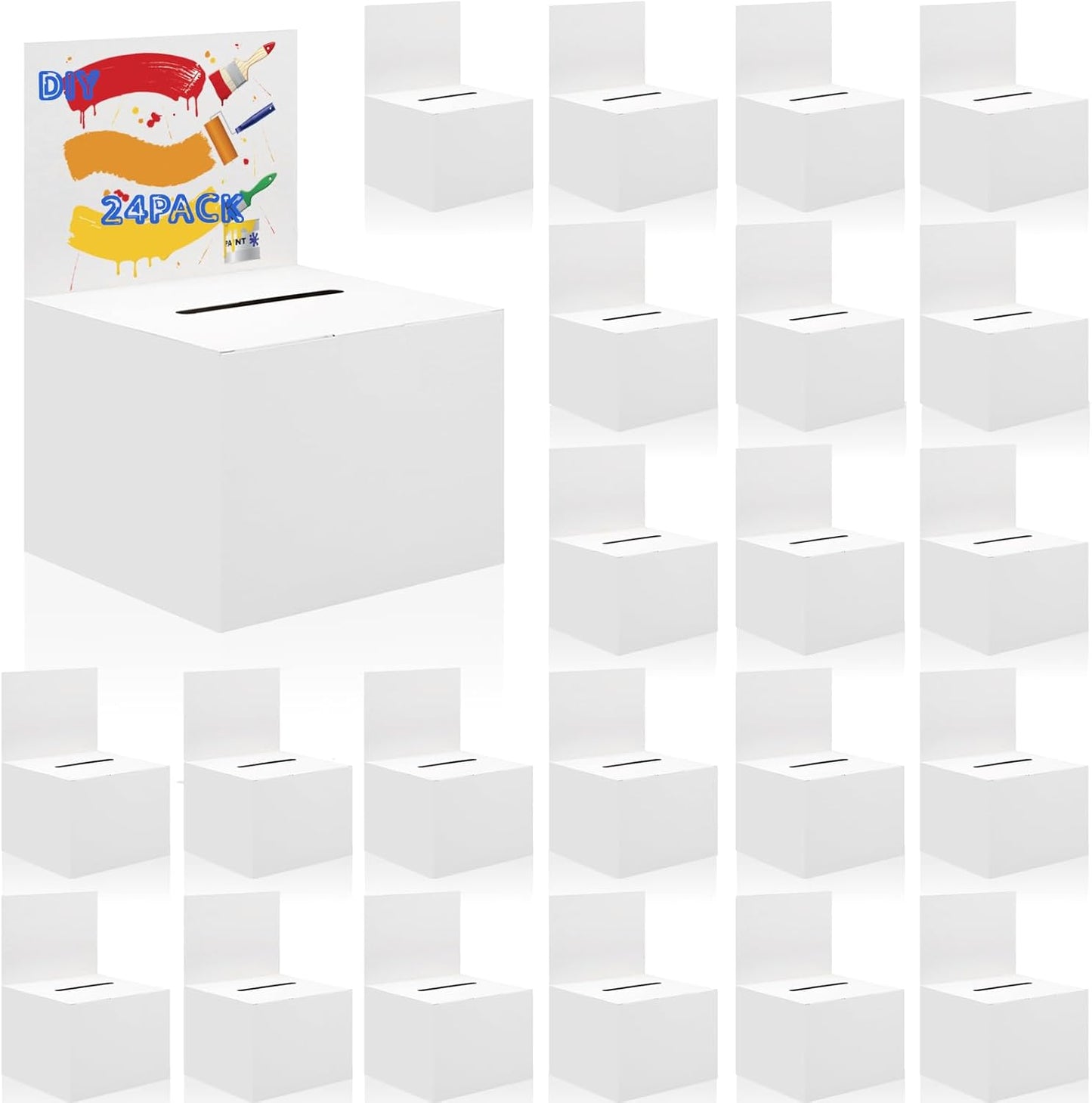 Ysglory 24 Pack Raffle Ticket Box White Suggestion Ballot Box with Slot Cardboard Charity Donation Boxes for Fundraising Collecting Business Card Voting Contest, 6.6 x 4.5 x 4.5 Inches